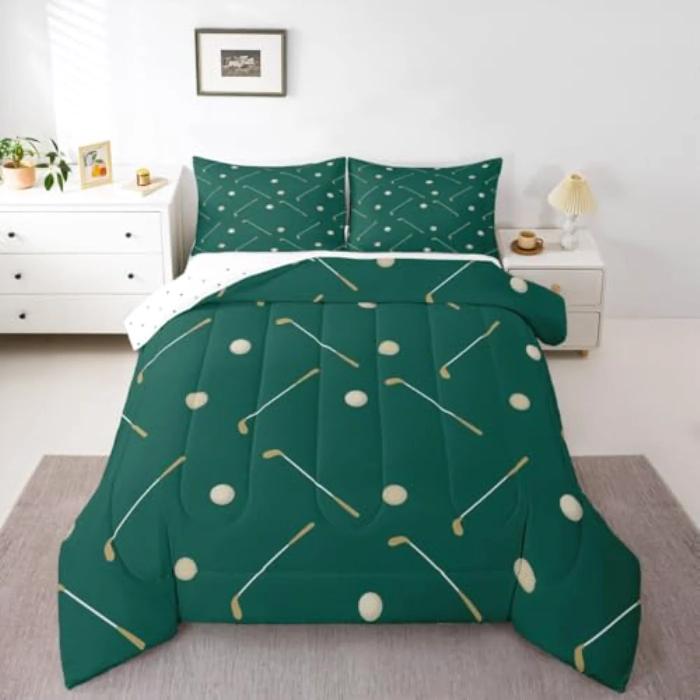 Golf Down Golf Club Balls Comforter Set, Queen