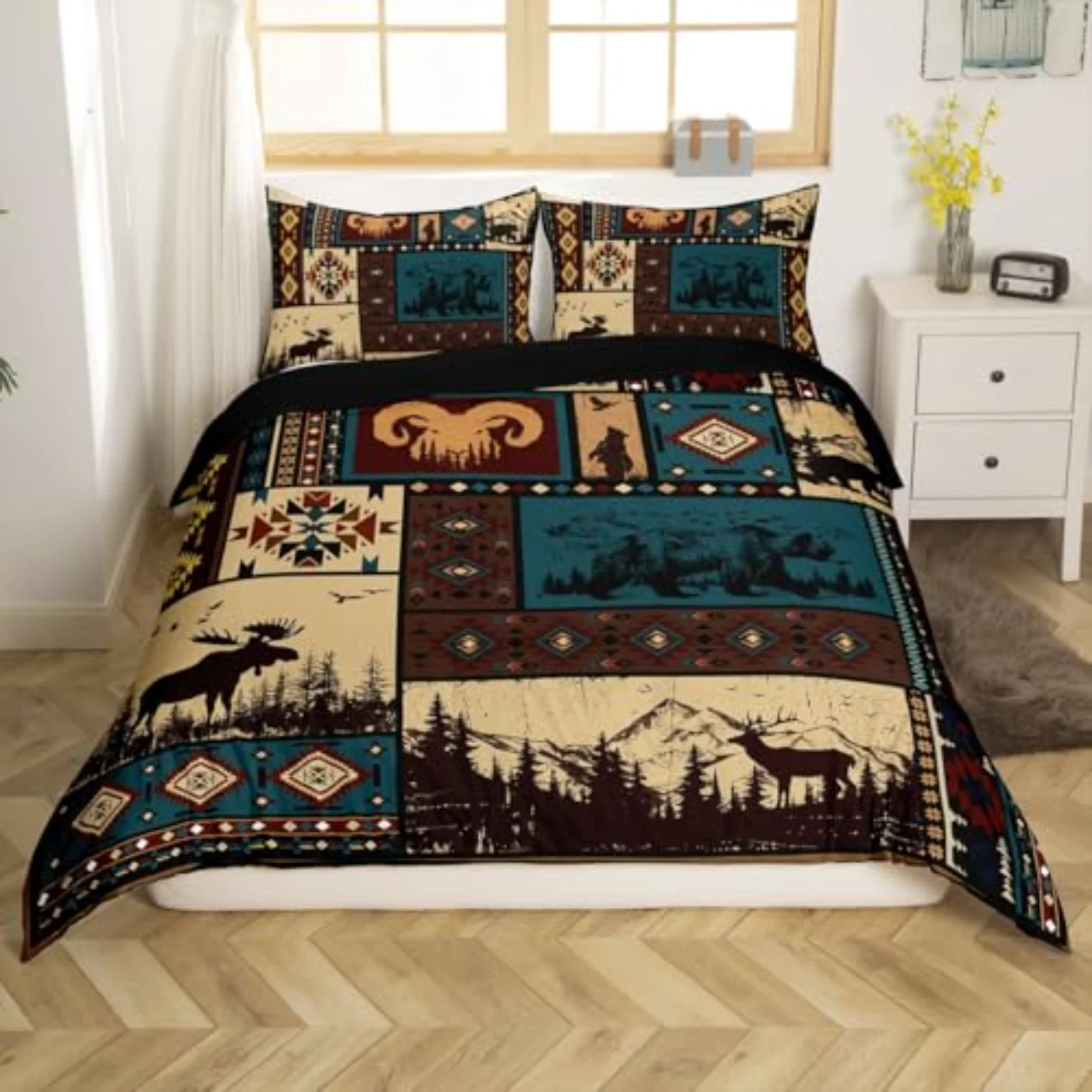 Aztec Rustic Southwestern American Native Duvet Cover, Queen