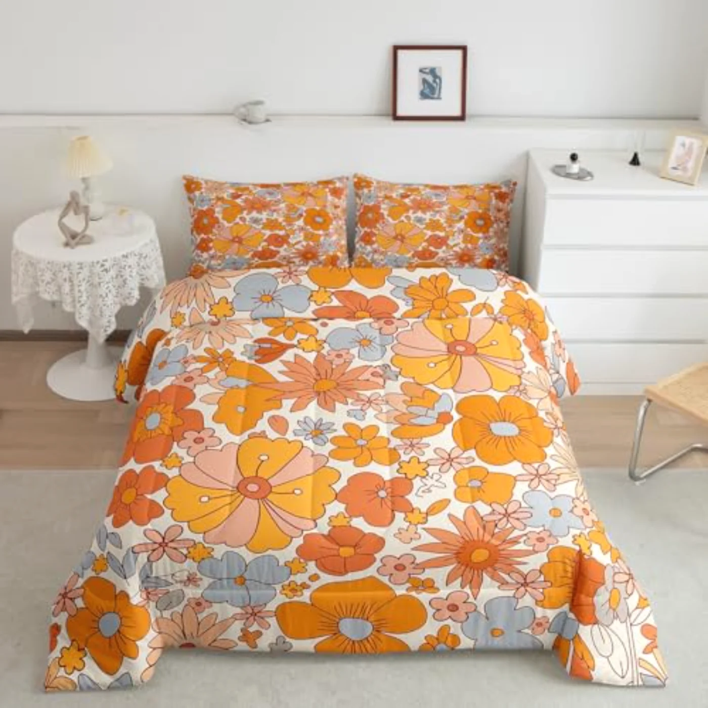 Hippie Flower Groovy Birthday Cute Duvet Cover, Twin