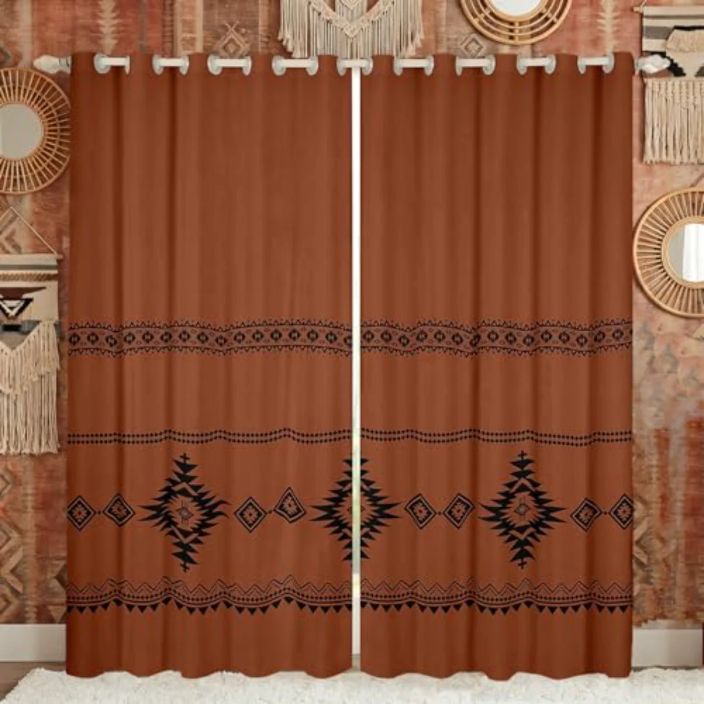 Western Blackout Curtains, Rust & Terracotta