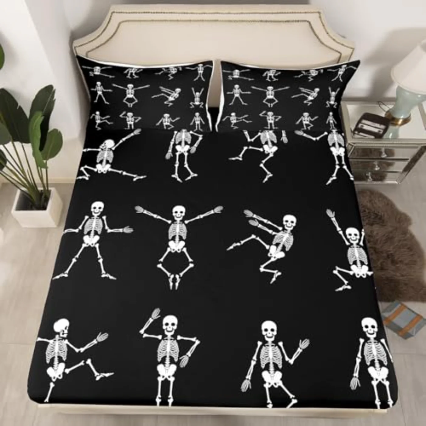 Sugar Skull Skeleton Bones Kids Sheet Set, Twin