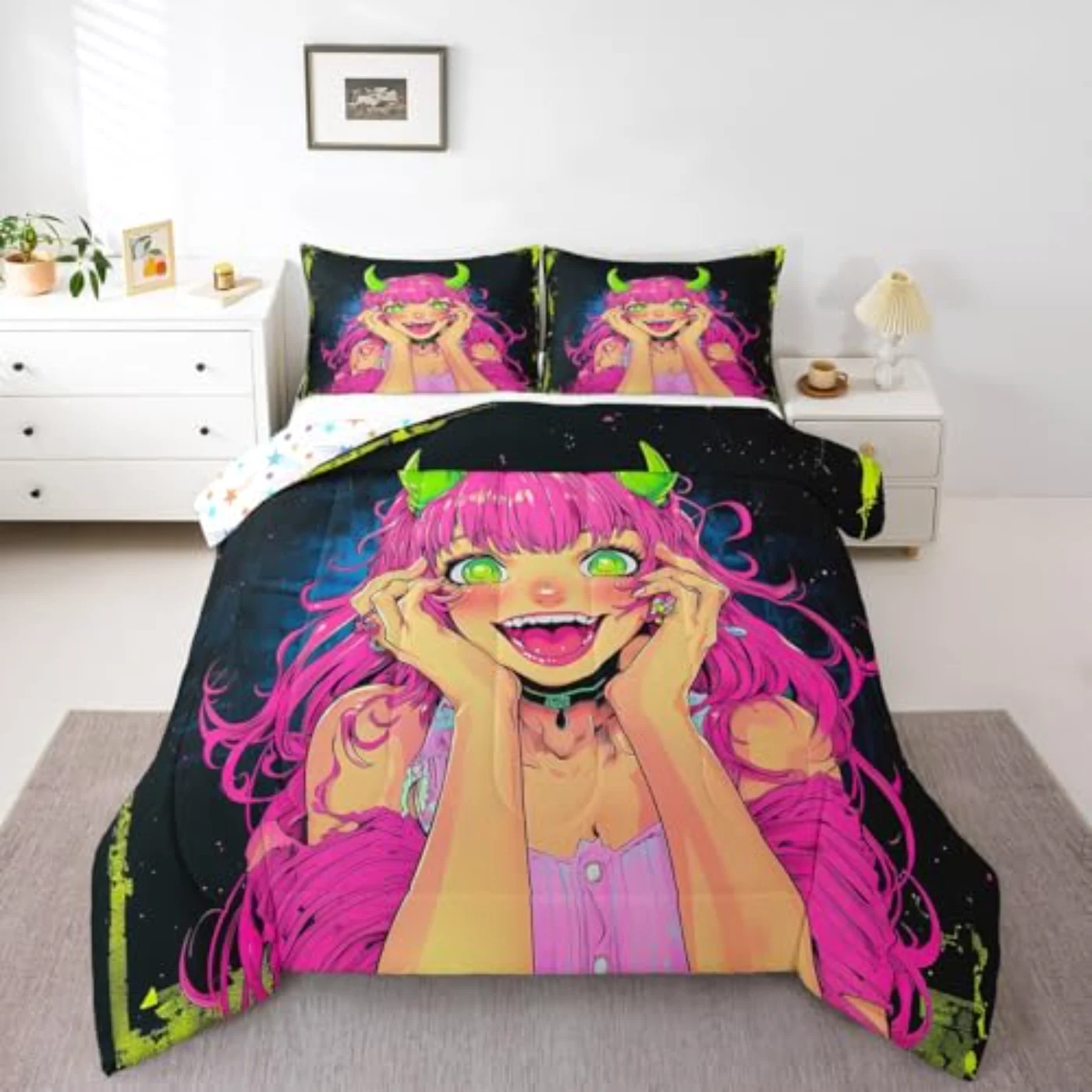 Anime Girl Comforter Set, Full