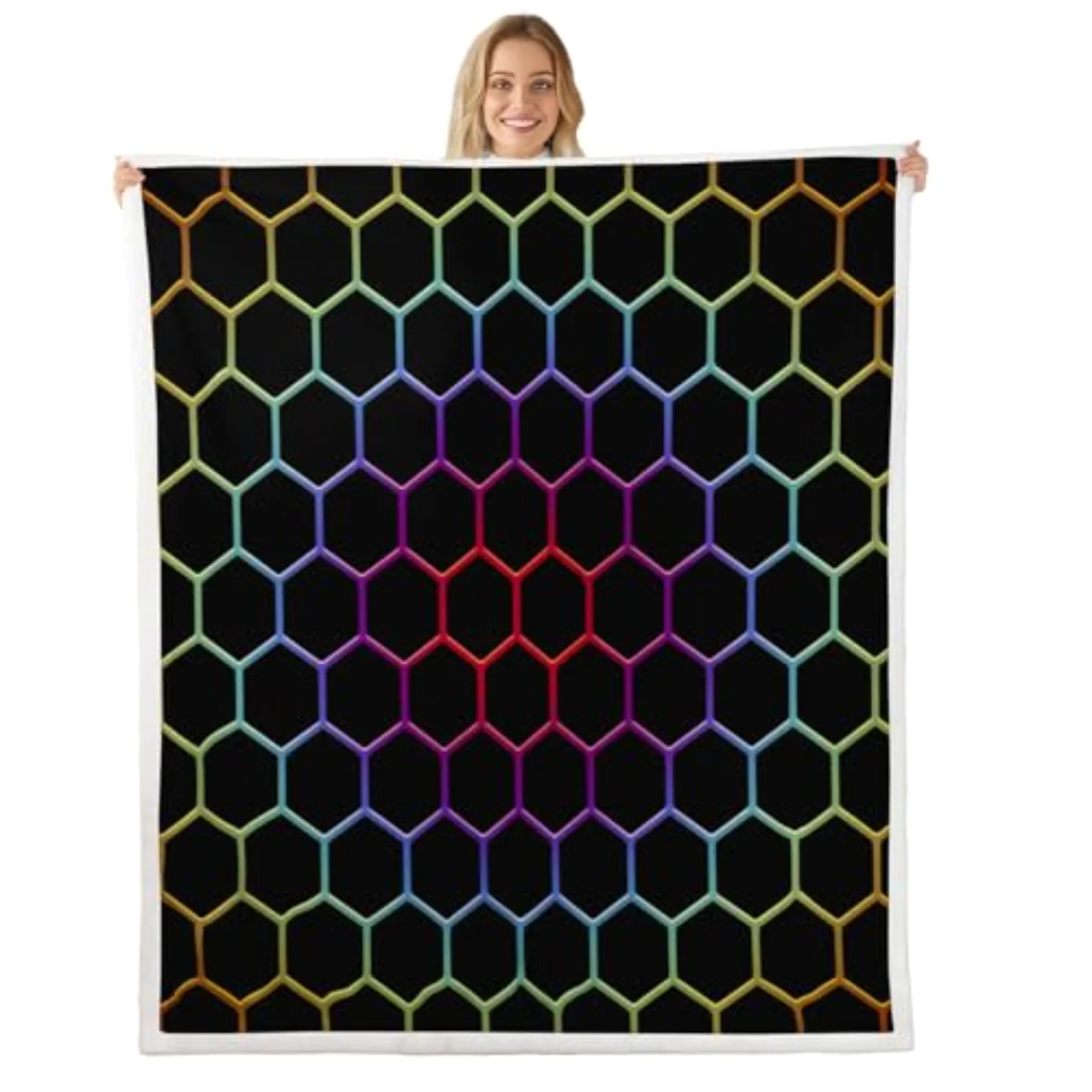 Honeycomb Blanket D Geometric Beehive Throw, Queen