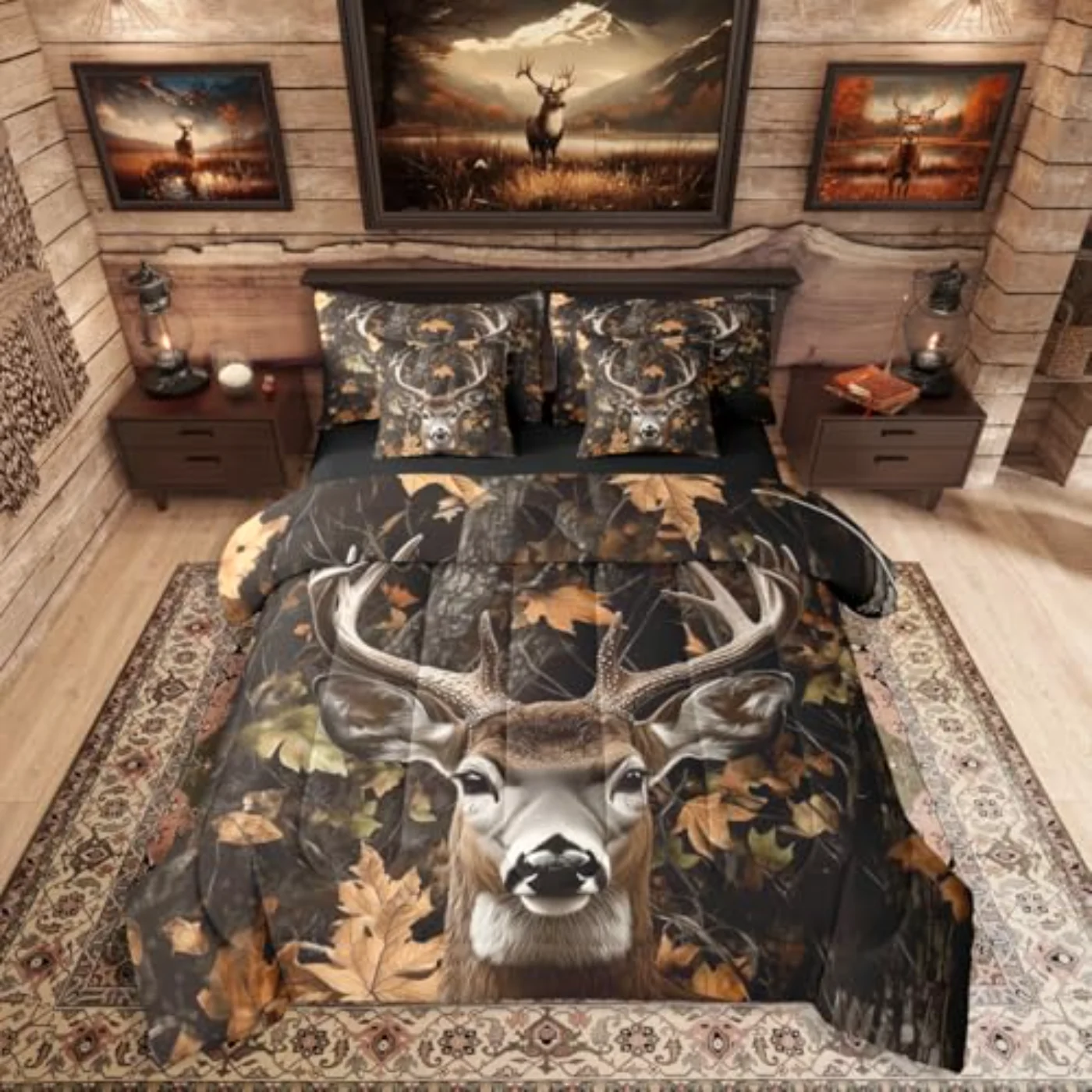 Hunting Deer Sheets Deer Camo Comforter Set, King