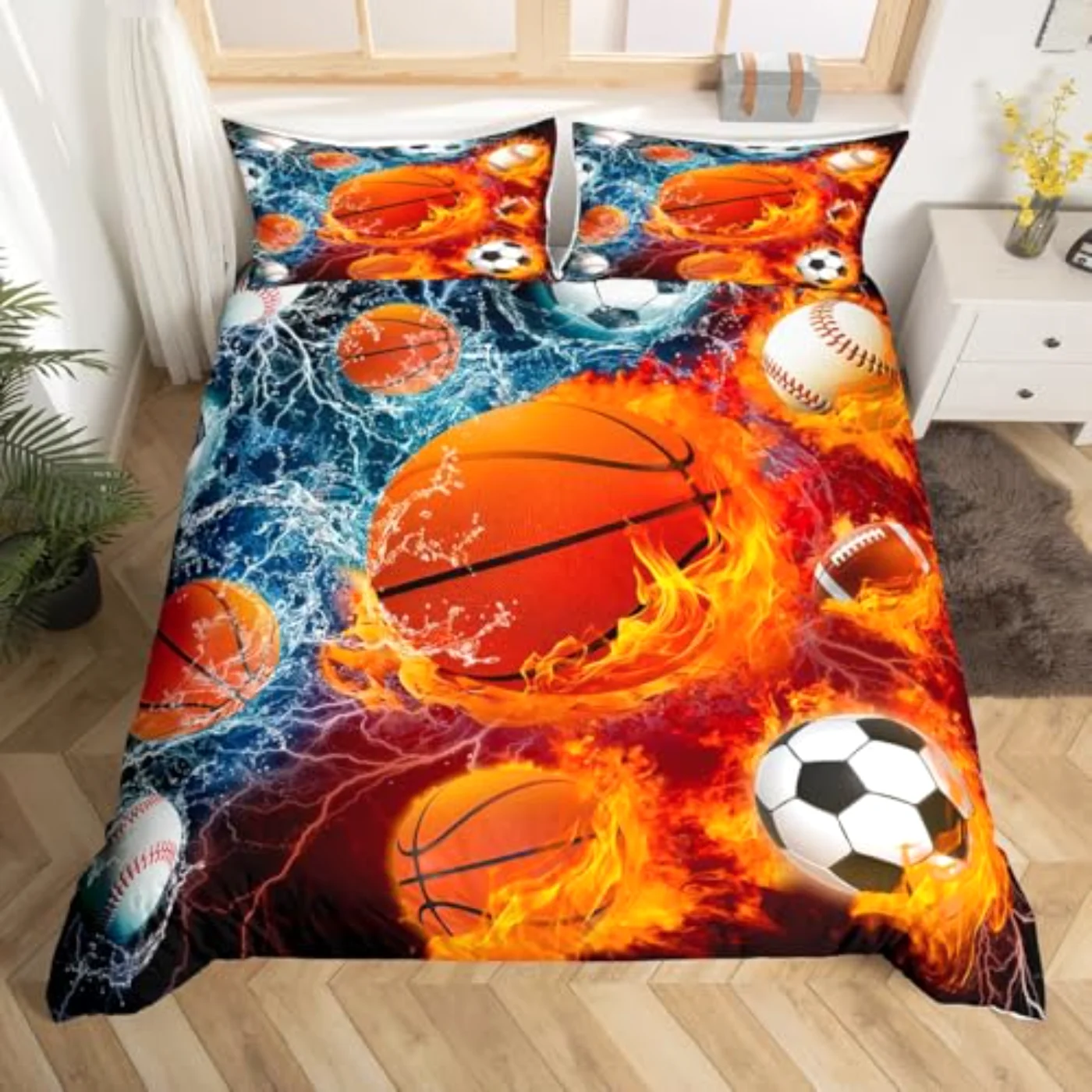 Sports Boys Duvet Cover, Twin, Red & Wine