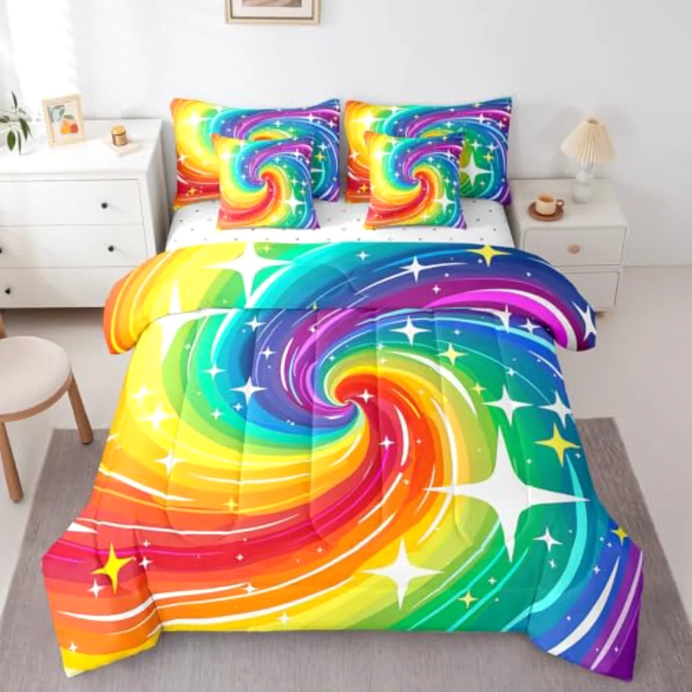 Spiral Tie Dye In Bag Comforter Set, King