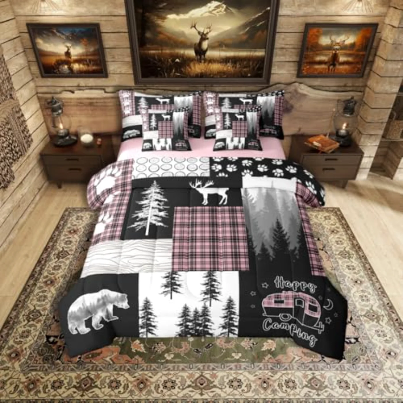 Rustic Cabin Bear Deer Comforter Set, Full
