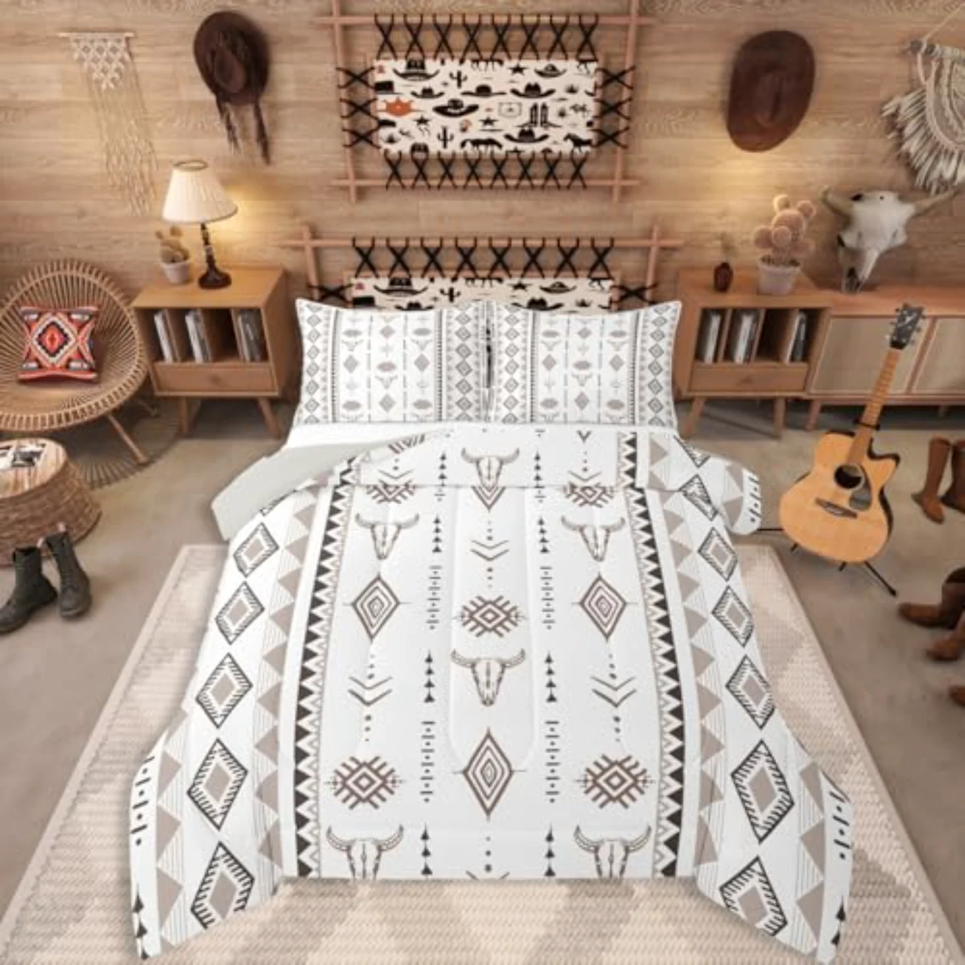 Western Bull Skull Comforter Set, Twin
