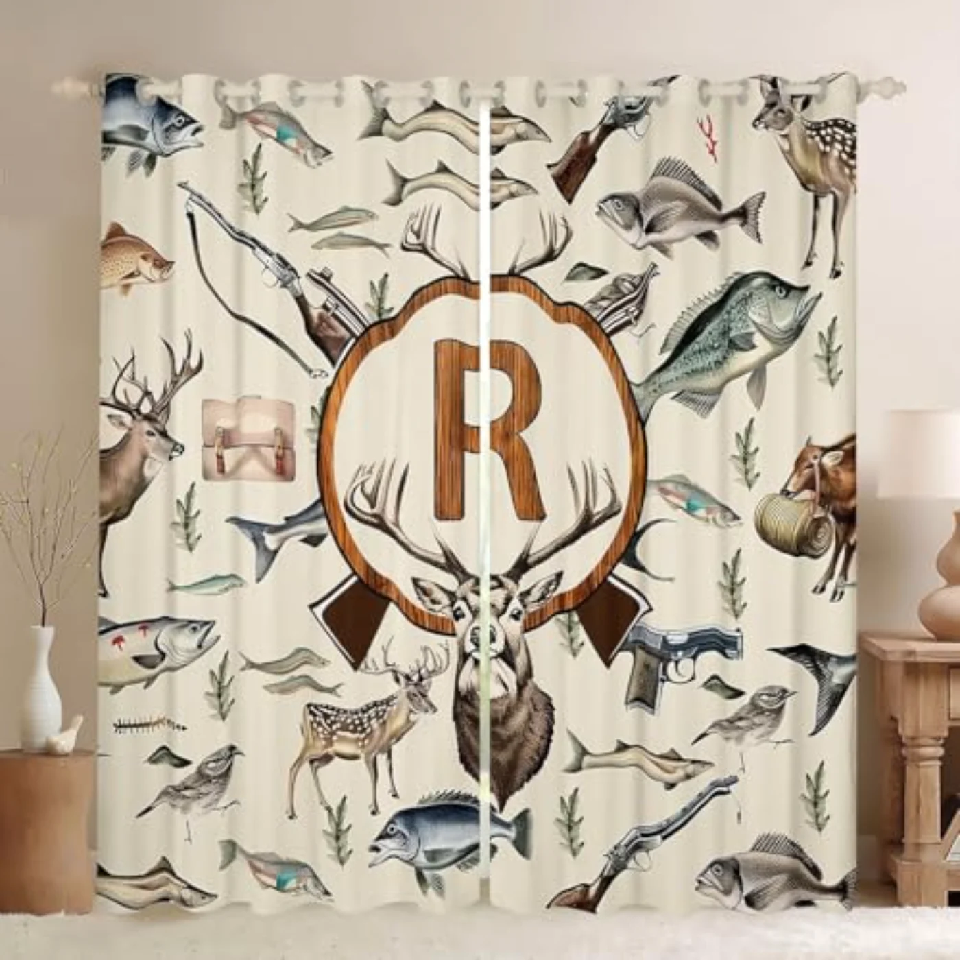 Boys Deer Hunting Initial Blackout Curtains