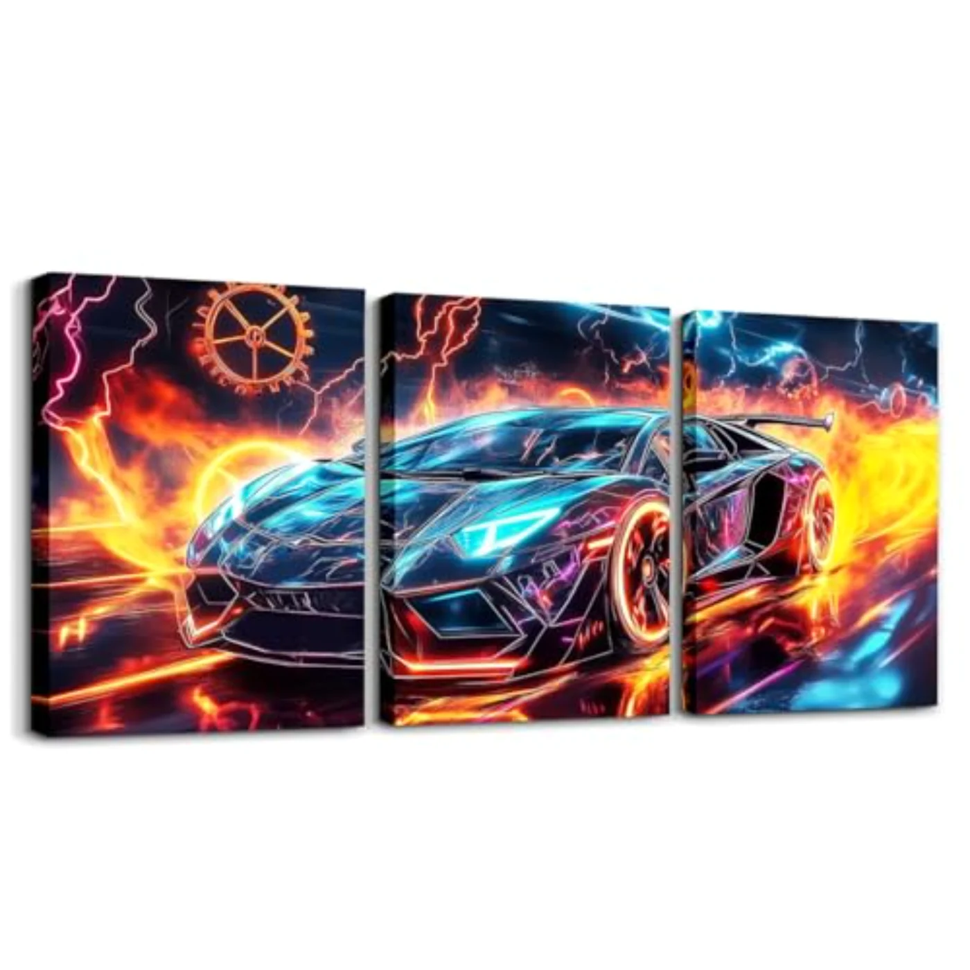 Ice Fire Race Car Boys Wall Hanging