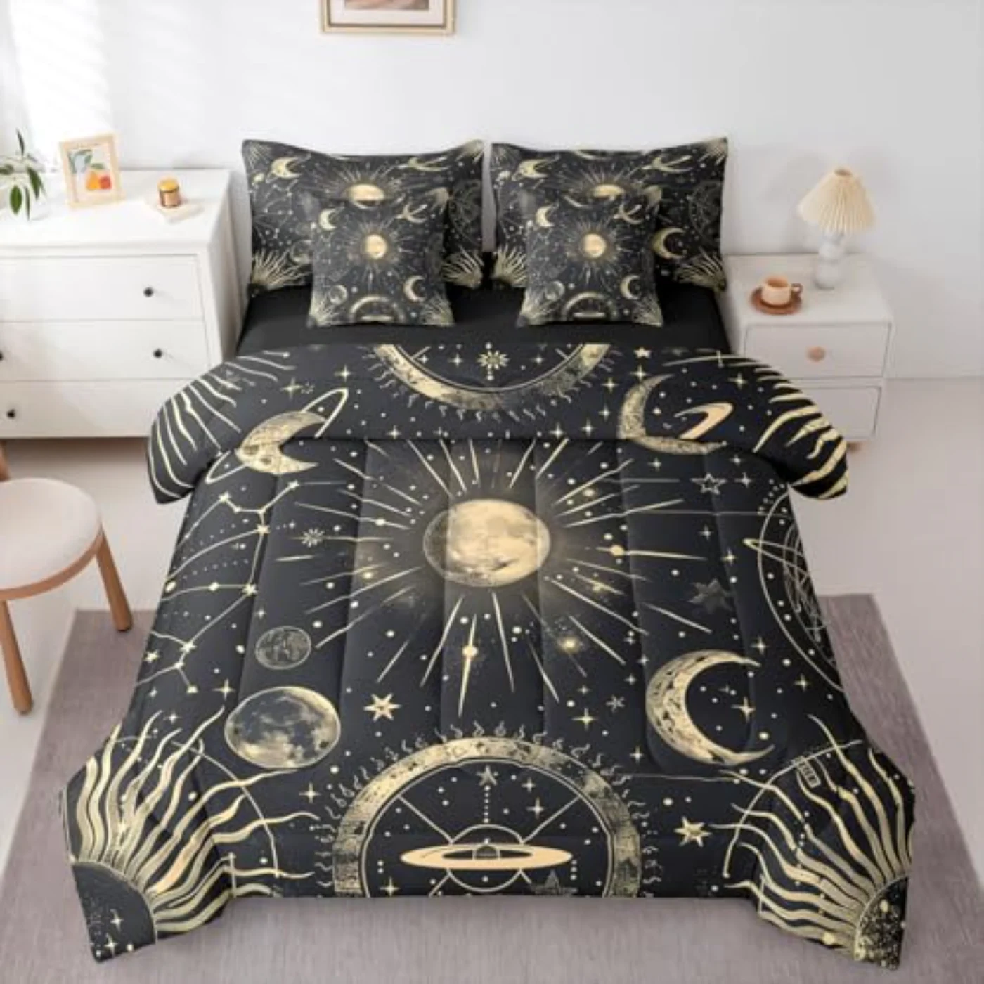 Bohemian Sun Moon Comforter Set, Queen