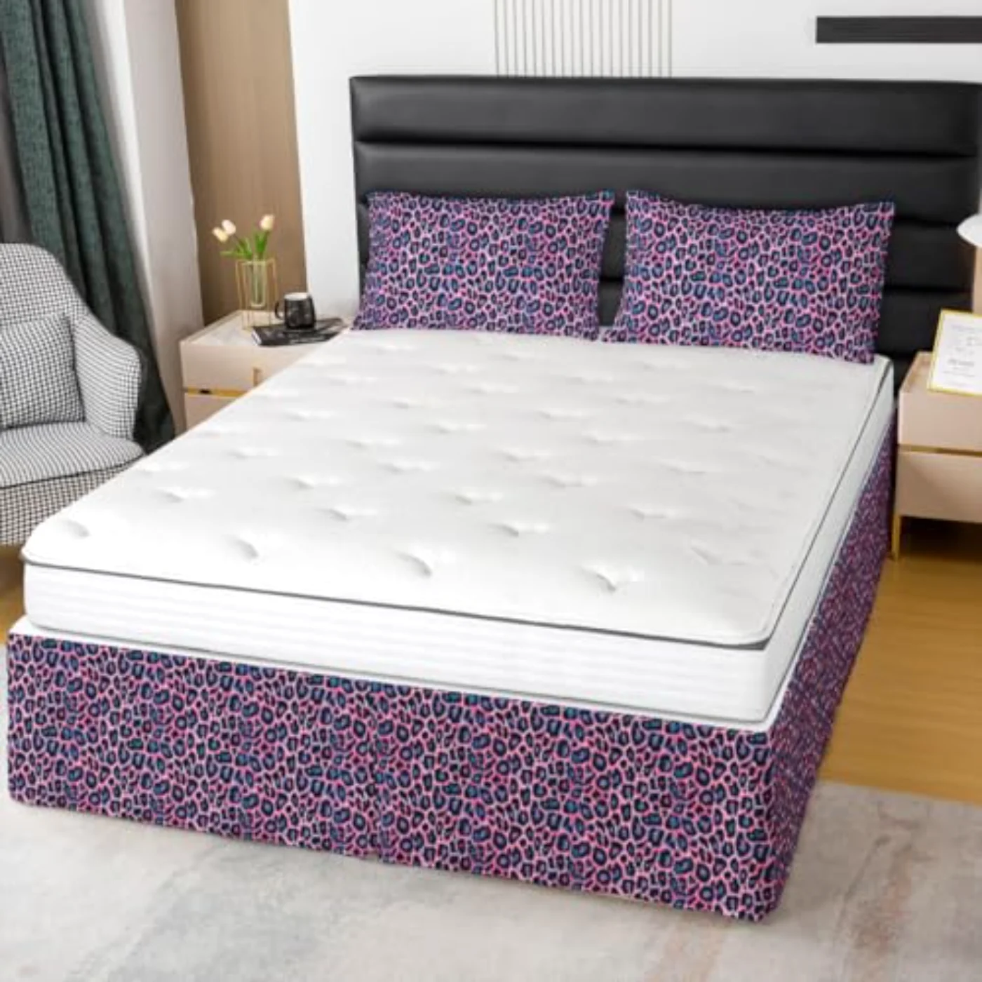 Leopard Print Skirt Comforter Set, Full