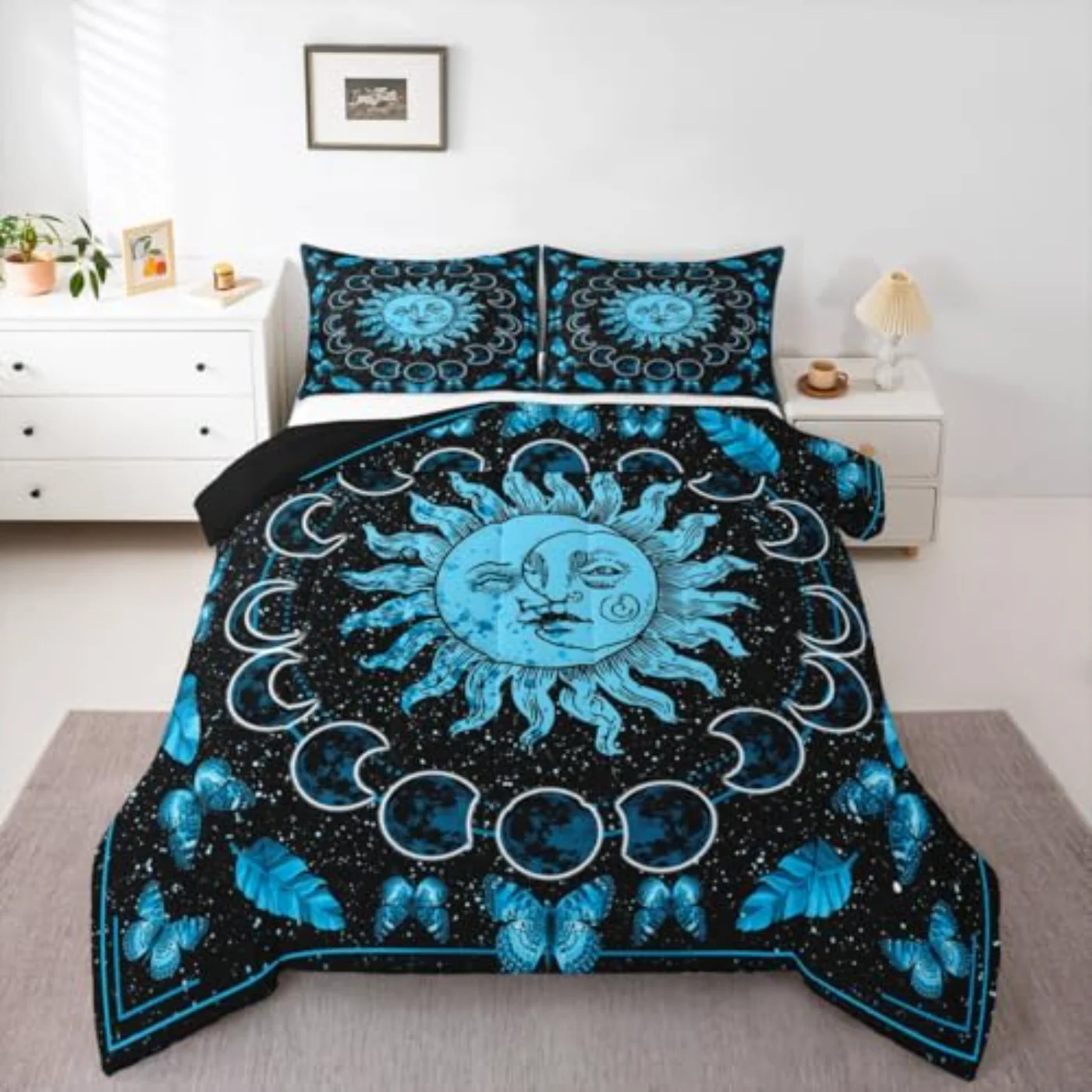 Bohemian Boho Sun Moon Hippie Comforter Set, Twin