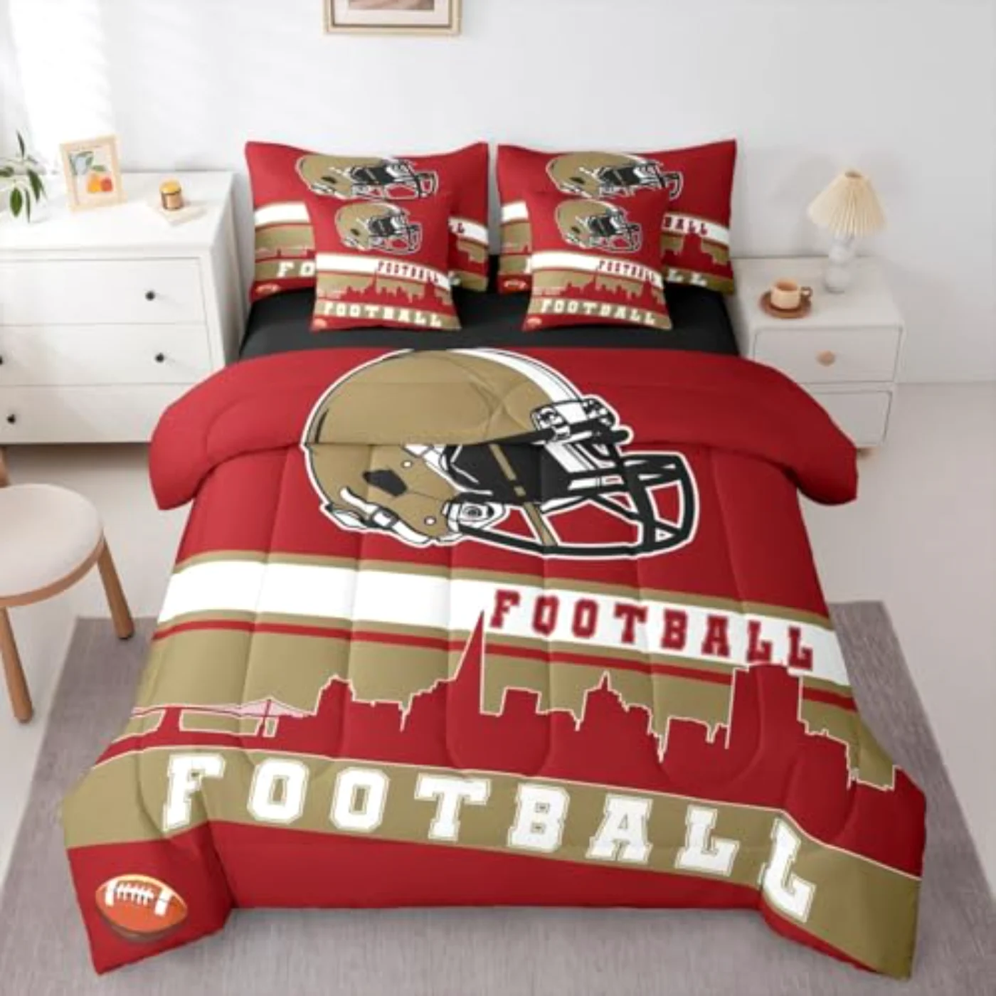 Football Football Fans Men Footballs Comforter Set, Queen