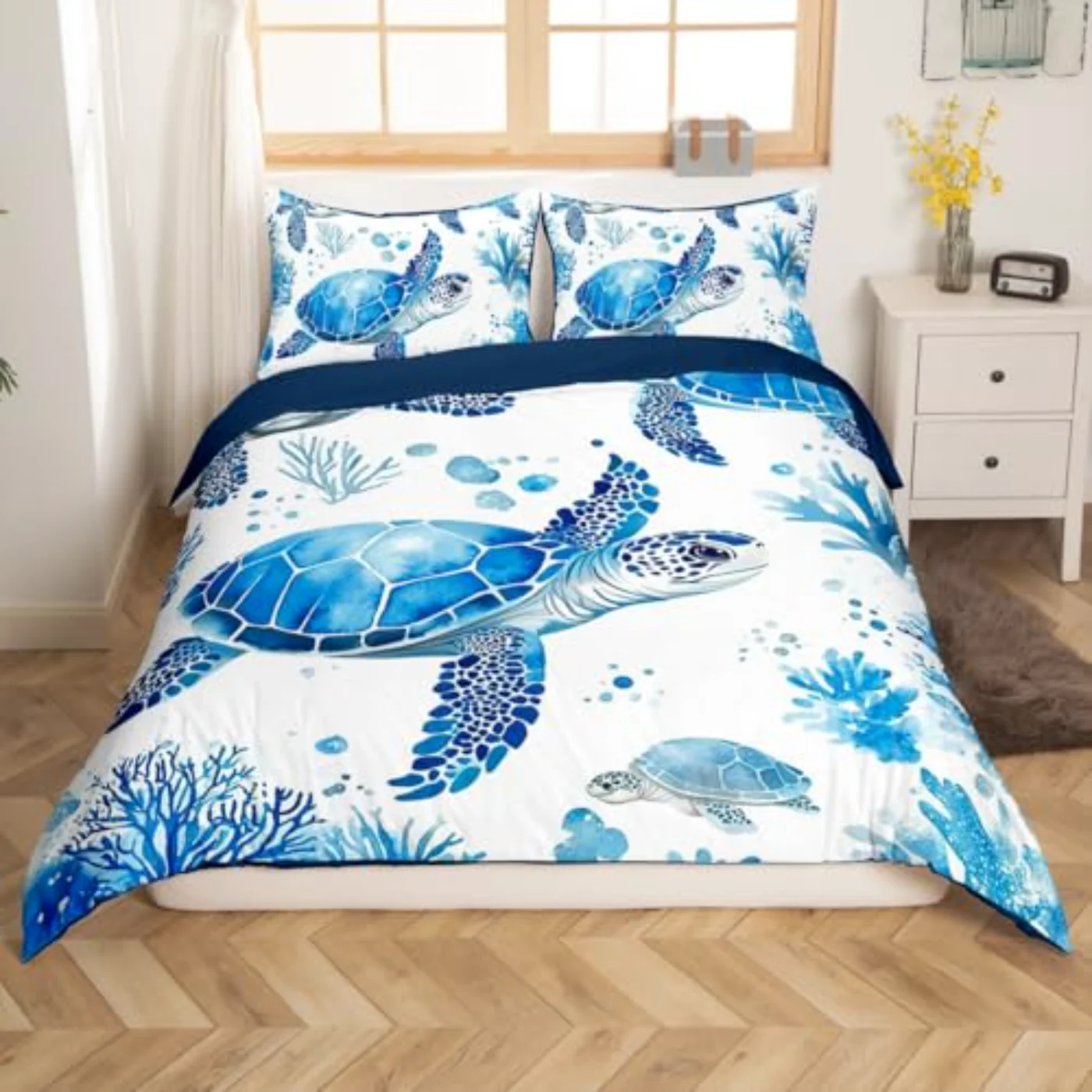 Sea Turtles Ocean Theme Children Duvet Cover, King
