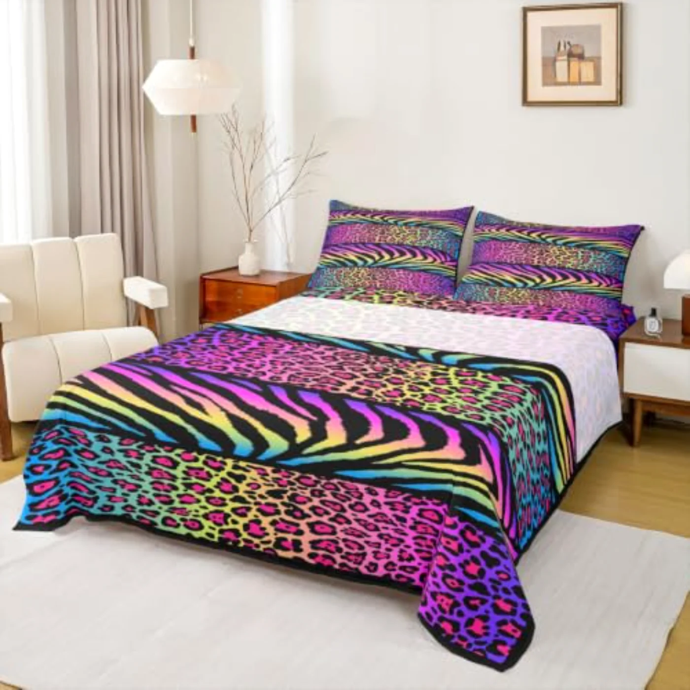Neon Cheetah Print Sheets Girls Sheet Set, Full