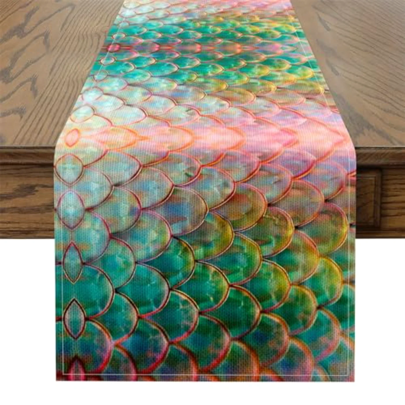 Teal Pink Mermaid Scales Table Table Linen