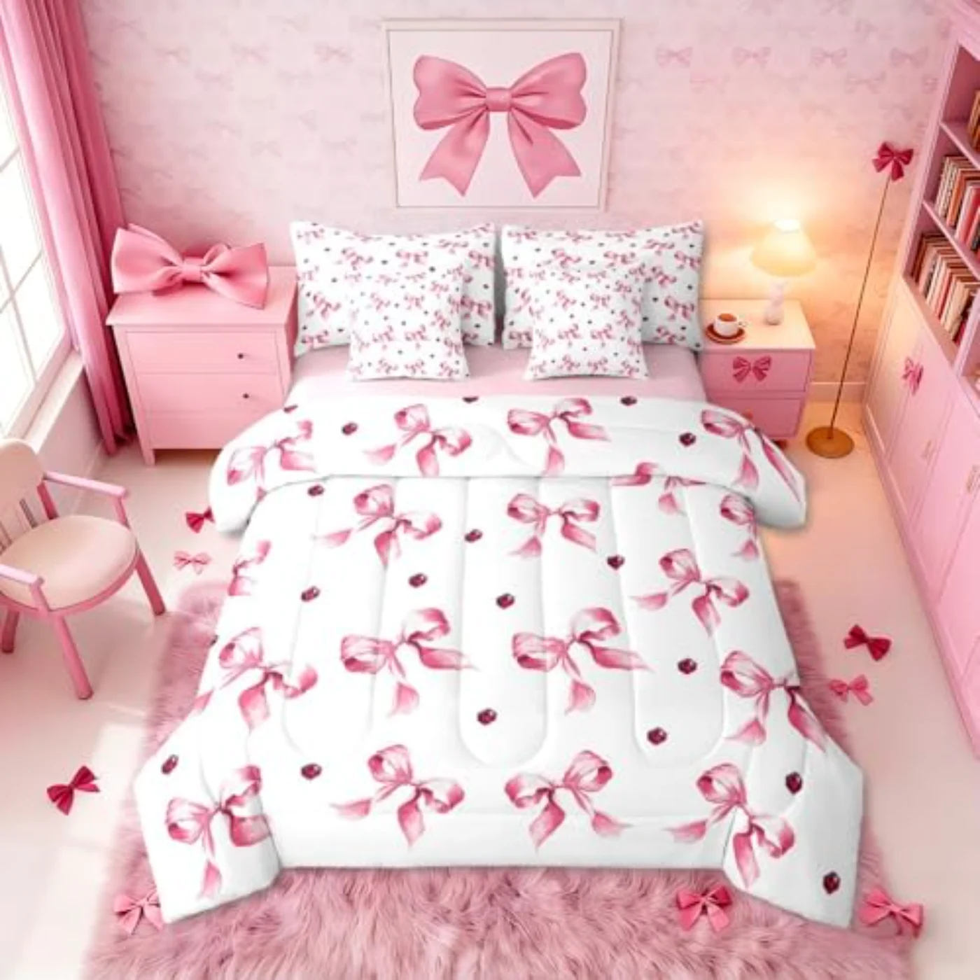 Bowknot In Bag Coquette Bow Comforter Set, Full