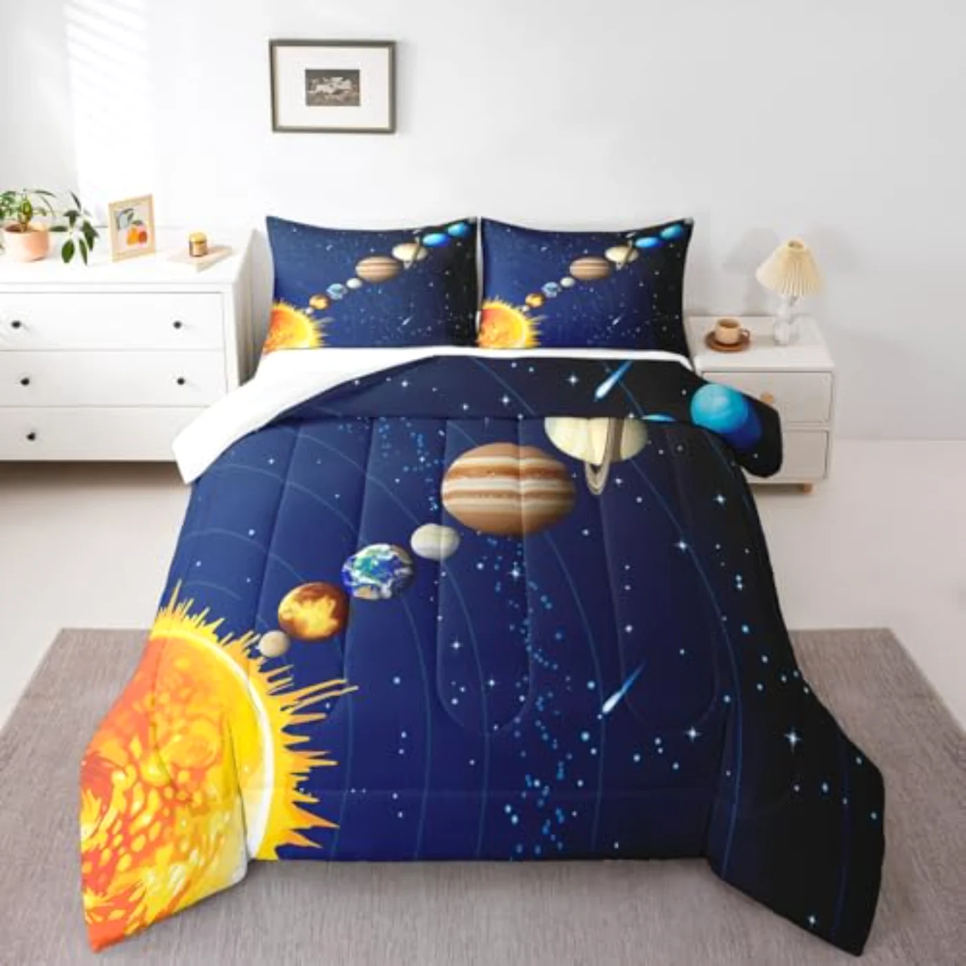 Solar System Outer Space Kids Quilt, Twin