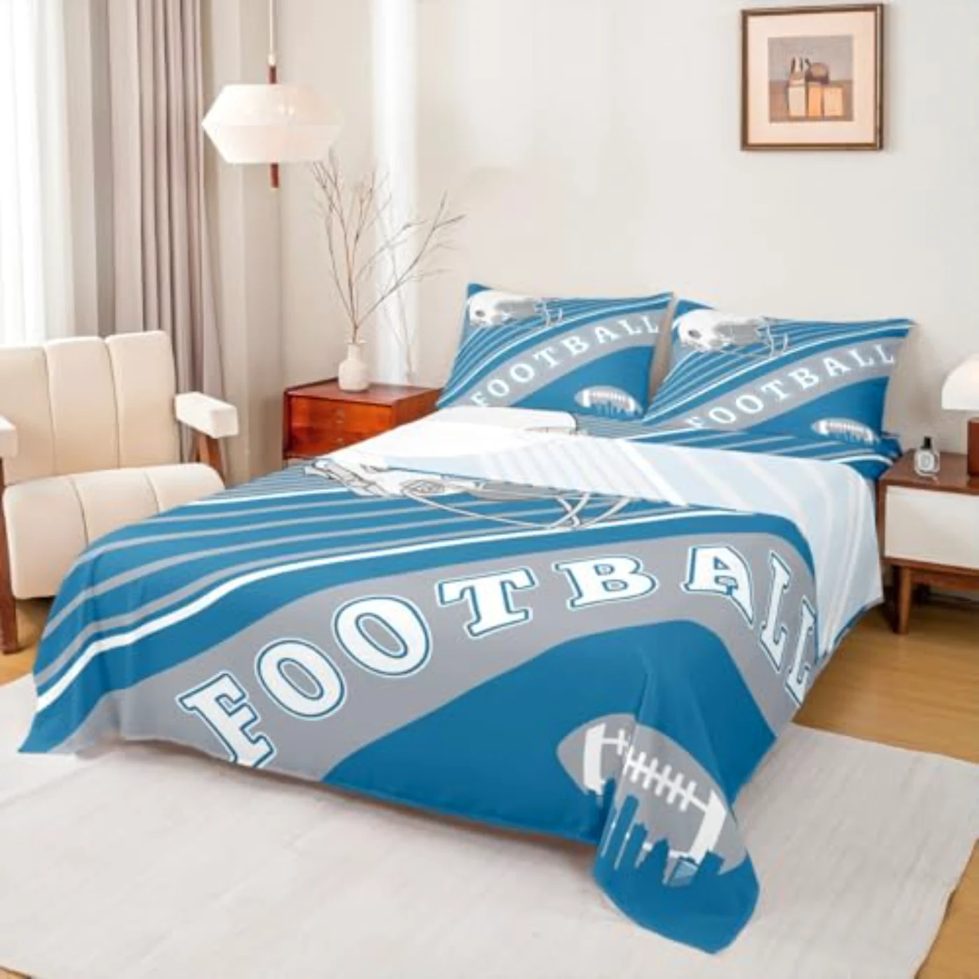 Sports Football Sheets White Sky Sheet Set, King