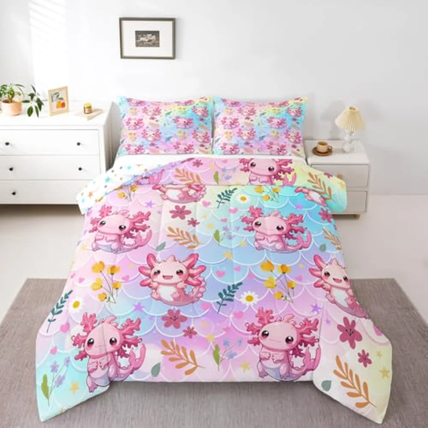 Lovely Axolotl Comforter Set, Full