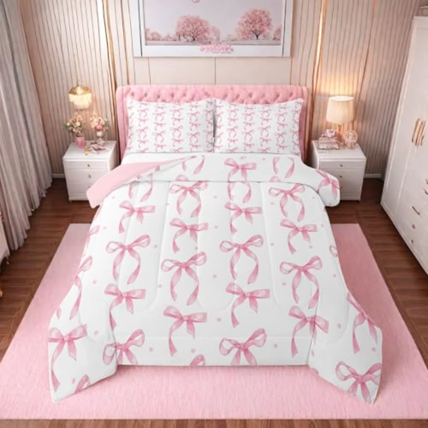 Pink Bowknot Quilt, King