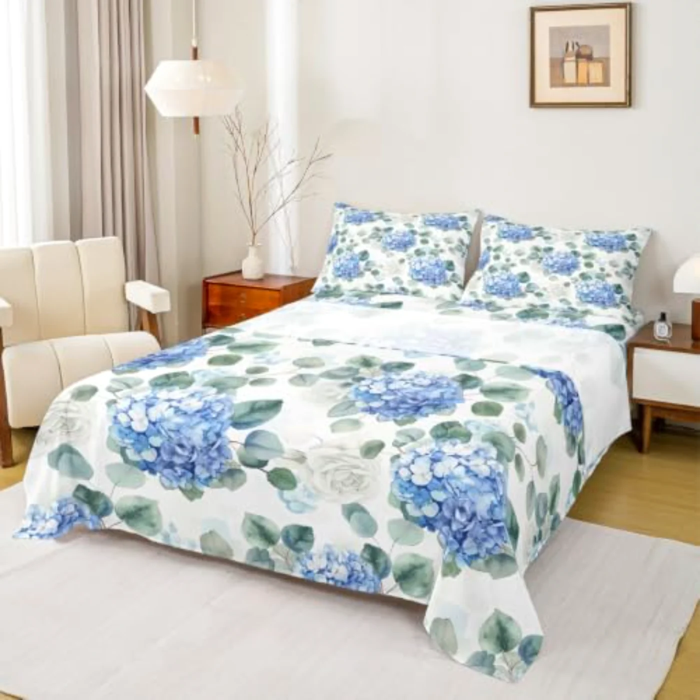 Hortensia Flowers Sheets Kids Green Sheet Set, Full