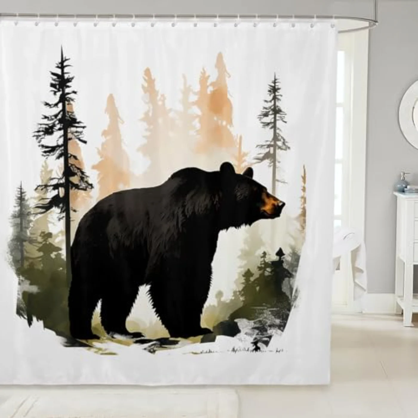 Black Bear Shower Curtain Wild Shower Curtain