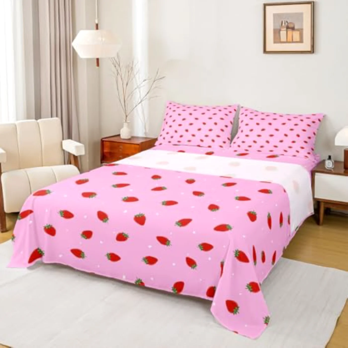 Kawaii Strawberry Sheets - Kids Sheet Set, Full