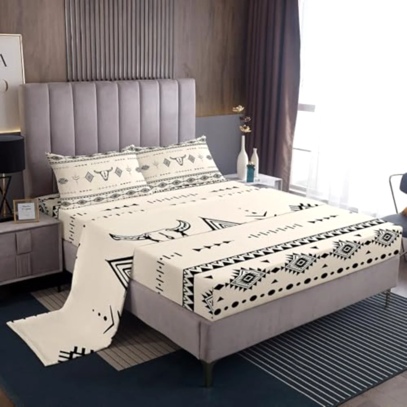 Western Cowboy Flat Fitted Sheet Set, Full
