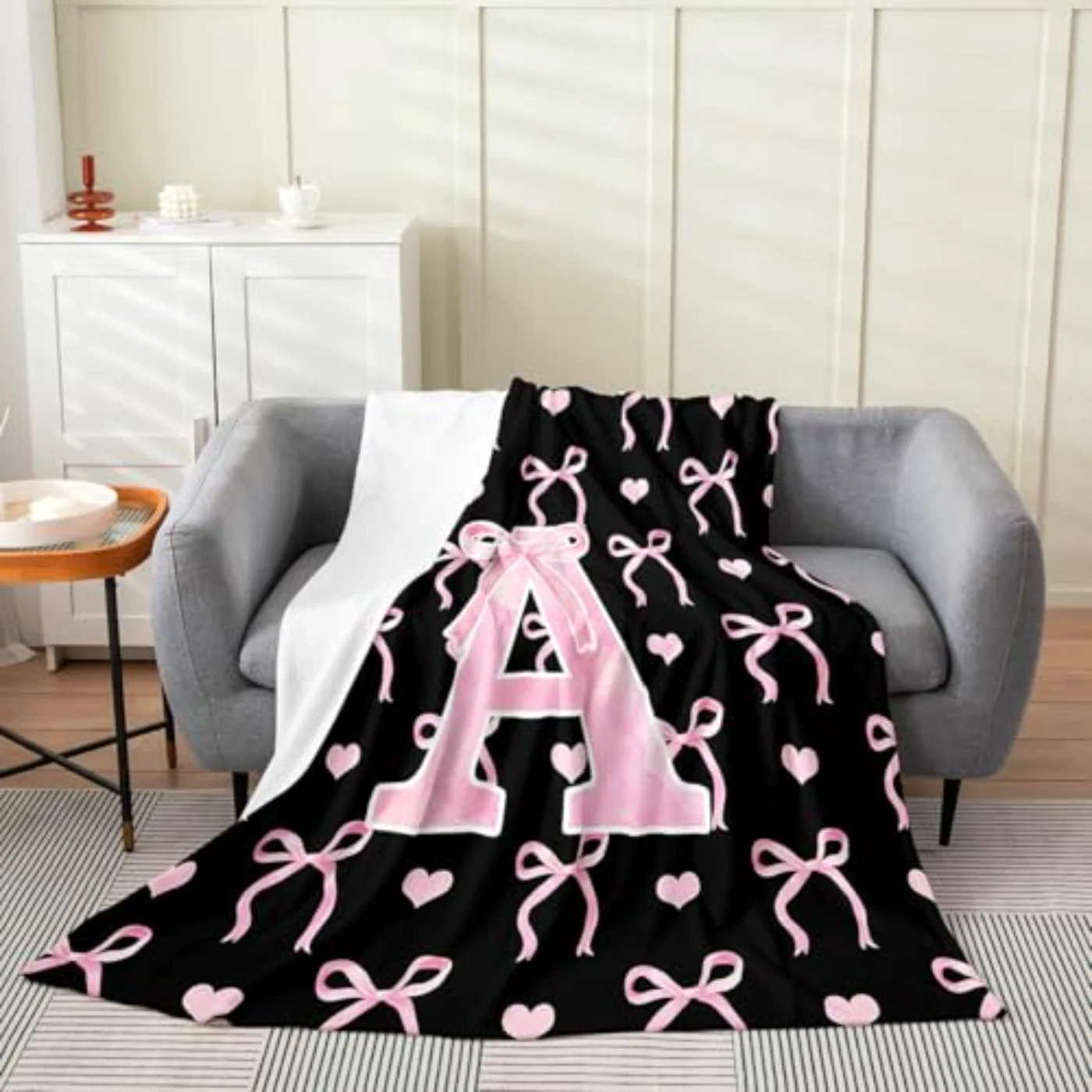 Initial Letter Flannel Blanket Throw Throw