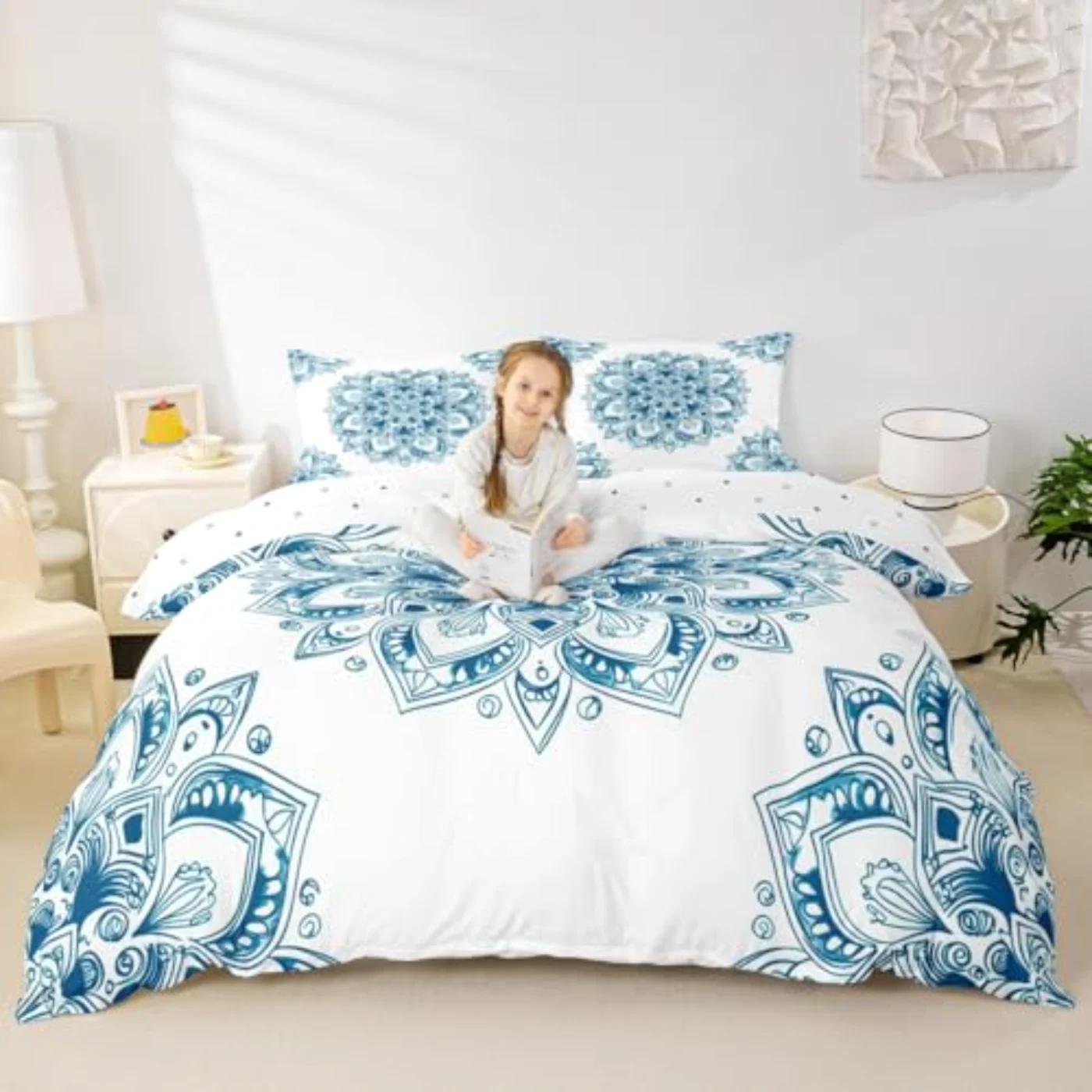 Mandala Chic Flower Floral Duvet Cover, Queen