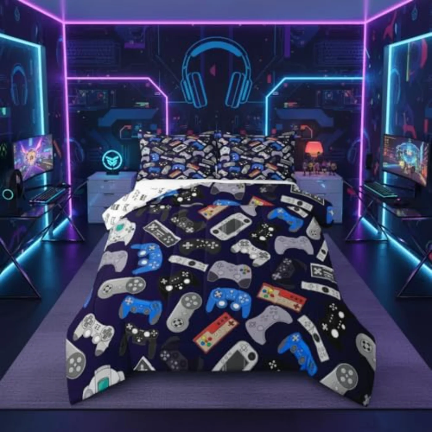 Boy Game Modern Gamer Down Comforter Set, Full