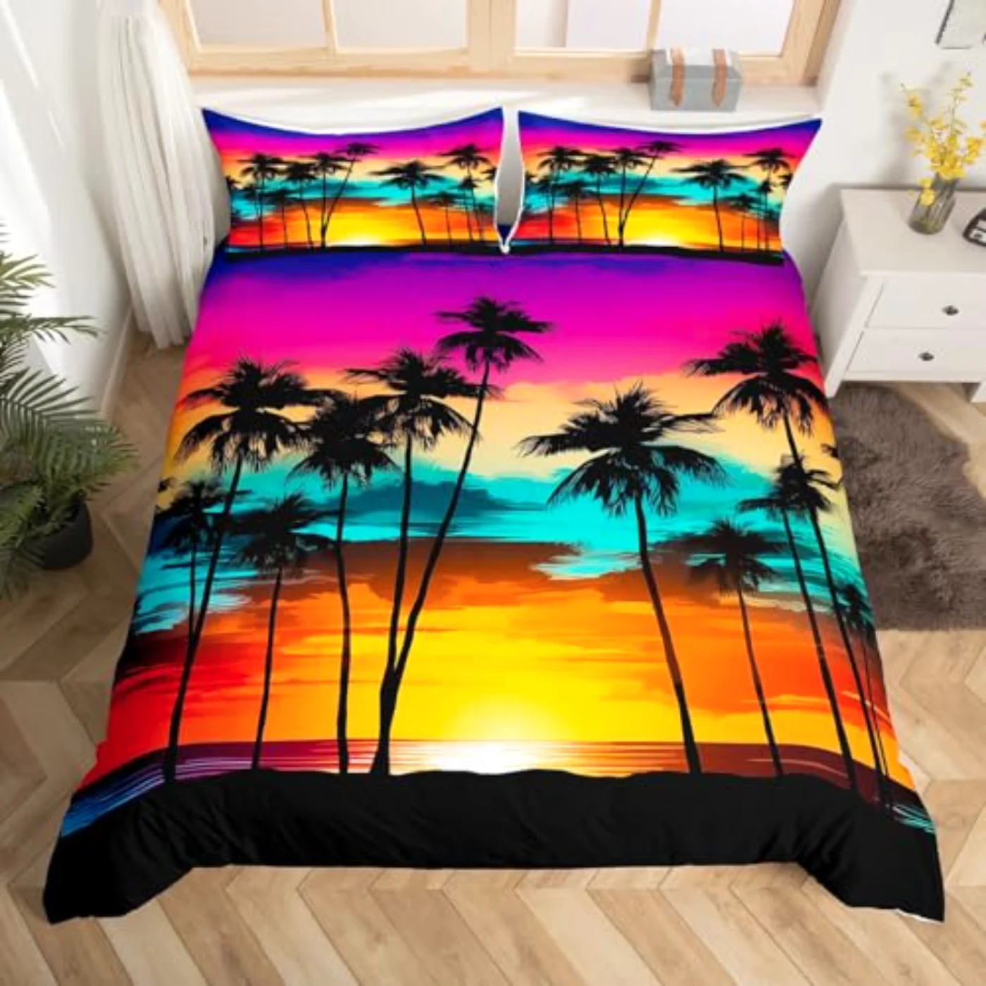 Ocean Sunset Women Men Duvet Cover, Queen
