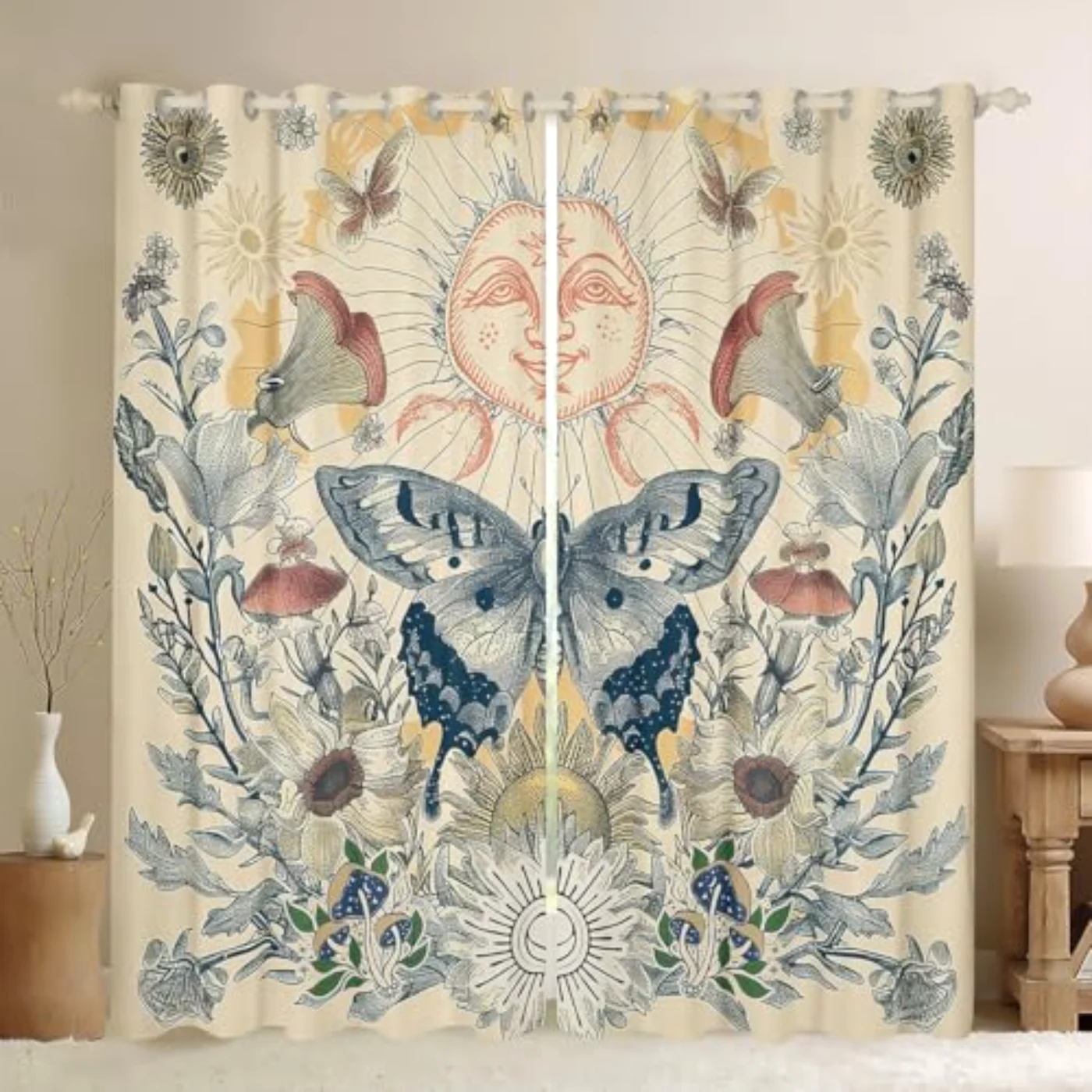 Hippie Butterfly Sun & Moon Curtains