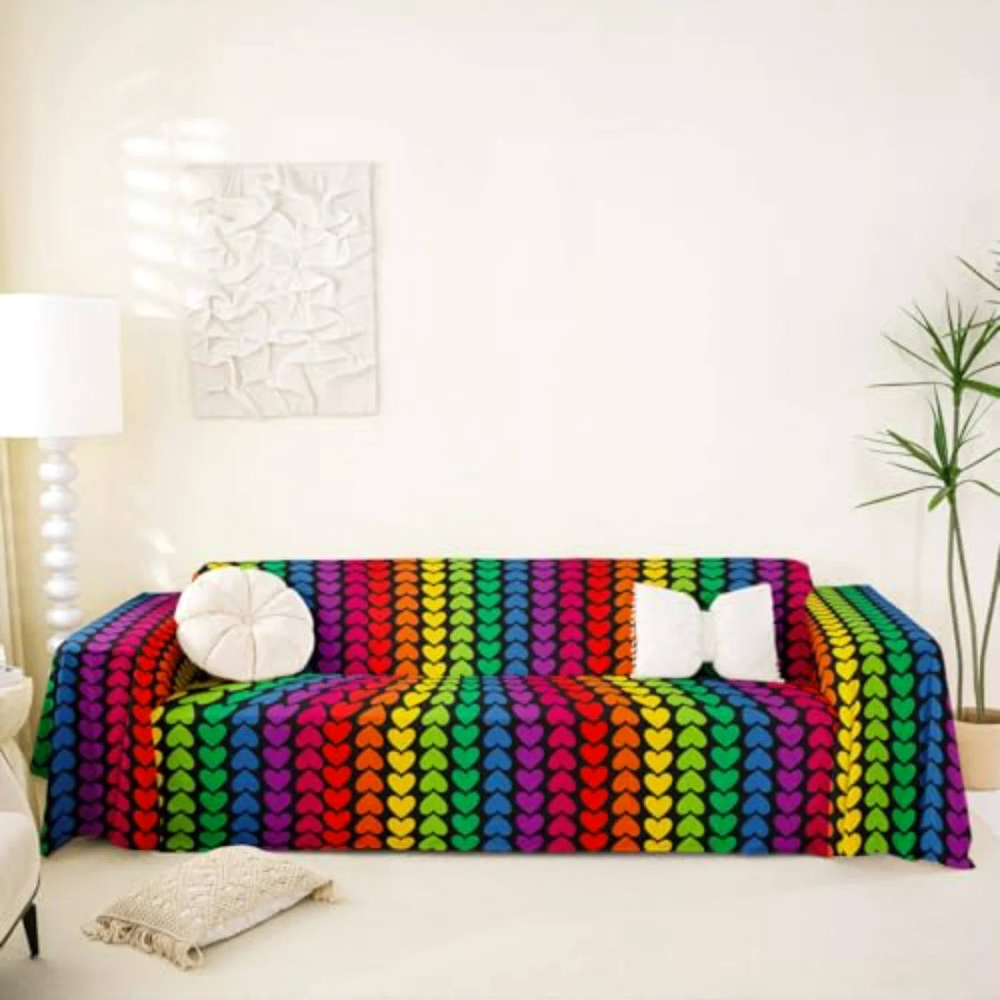 Hearts Sofa Love Couch Rainbow Comforter Set