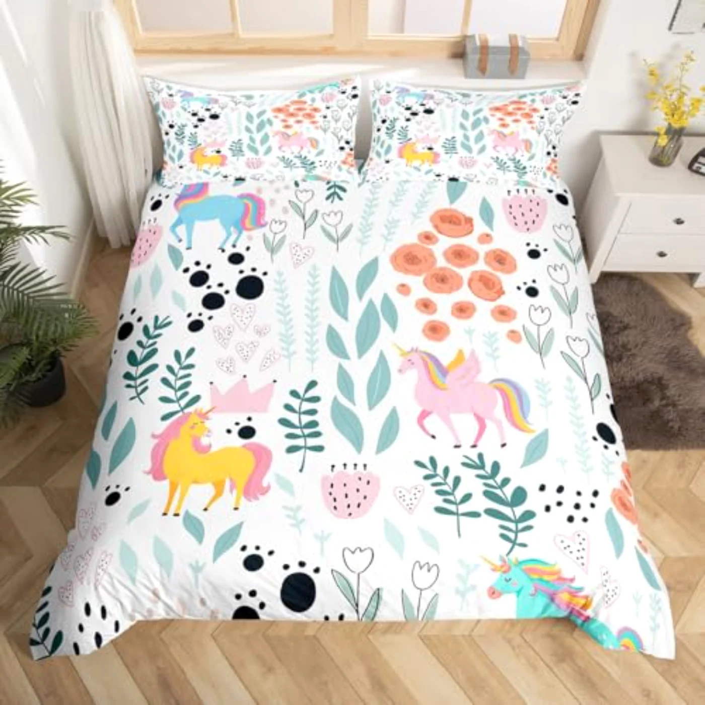 Kawaii Unicorn Duvet Cover, Queen