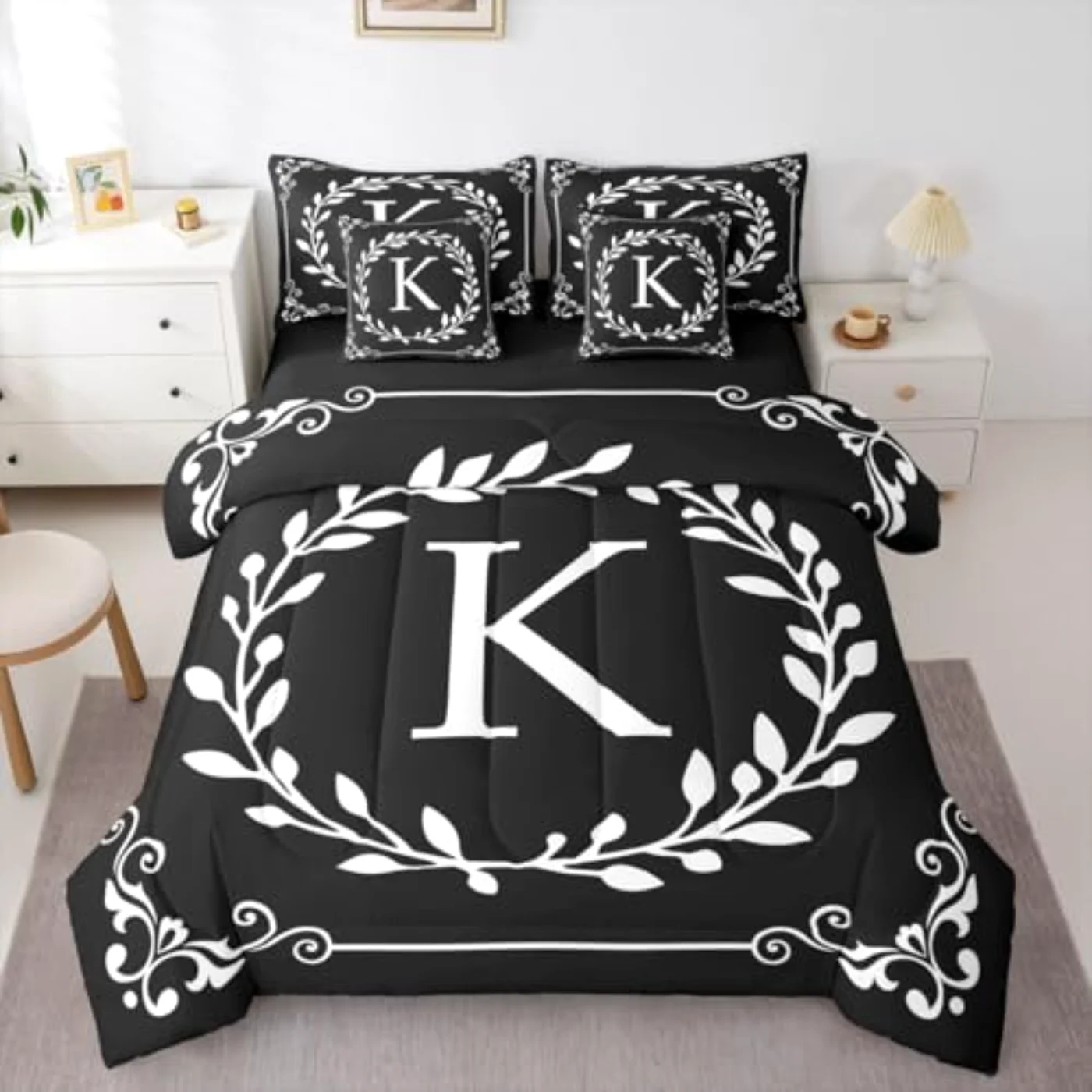 Monogram Letter K In Bag Comforter Set, Queen