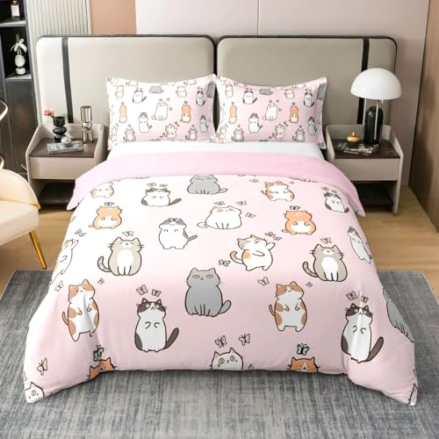 Cartoon Cat Cotton Duvet Cover, Twin