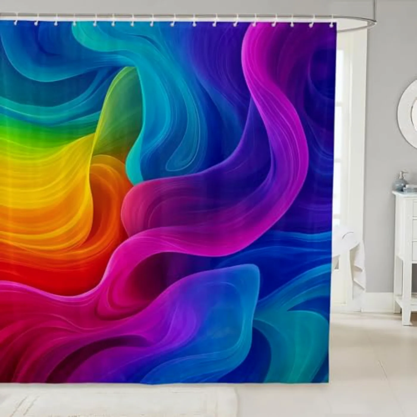 Colorful Geometric Shower Curtain Rainbow Shower Curtain