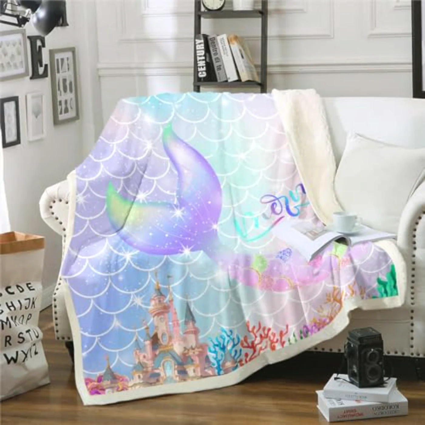 Mermaid Tail Blanket Cartoon Mermaid Throw