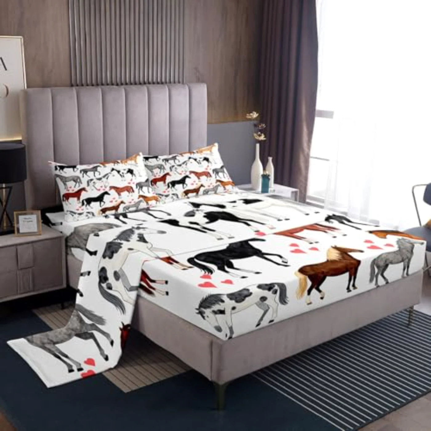 Horse Farm Fitted Kids Boys Sheet Set, Full