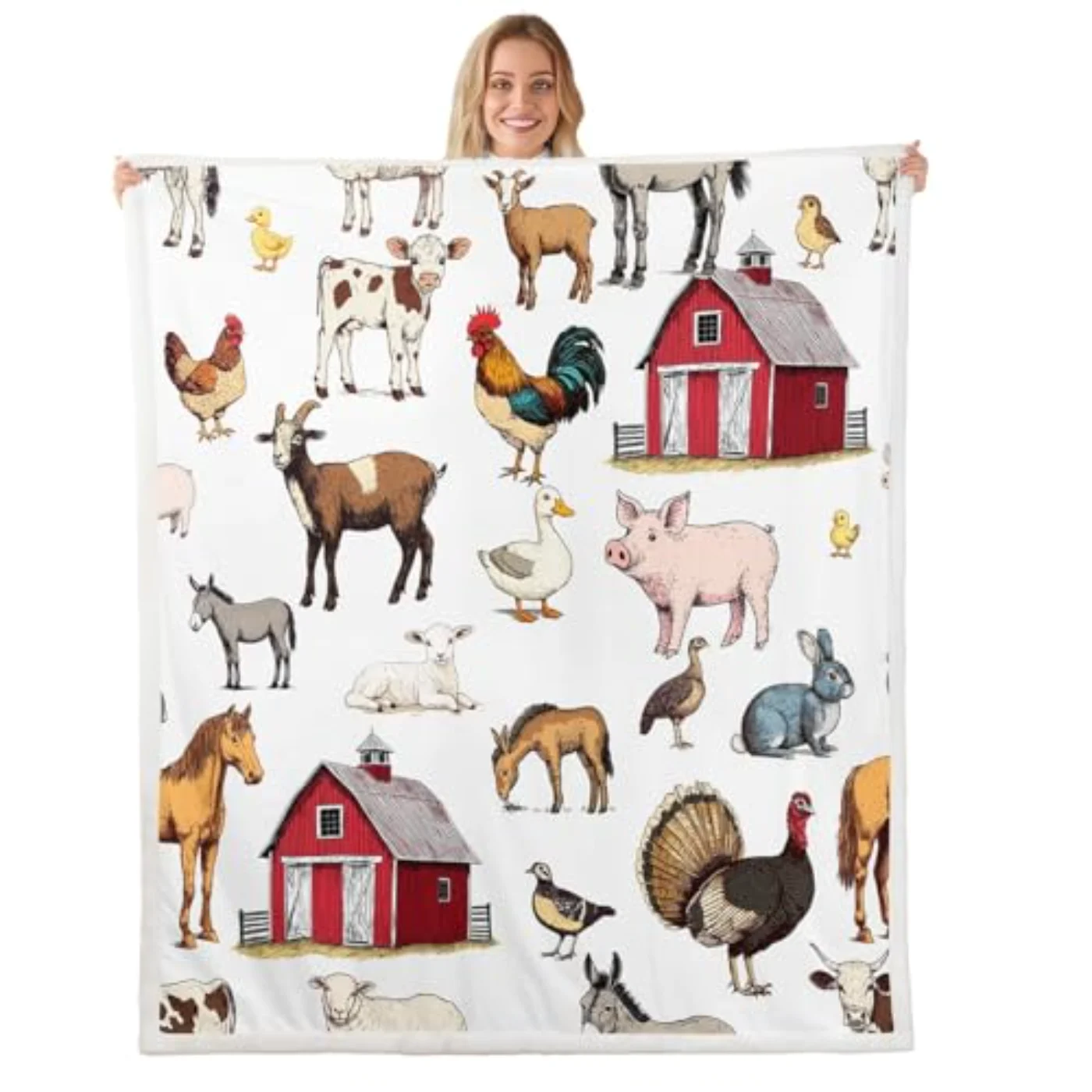 Farm Animals Fleece Blanket - Throw