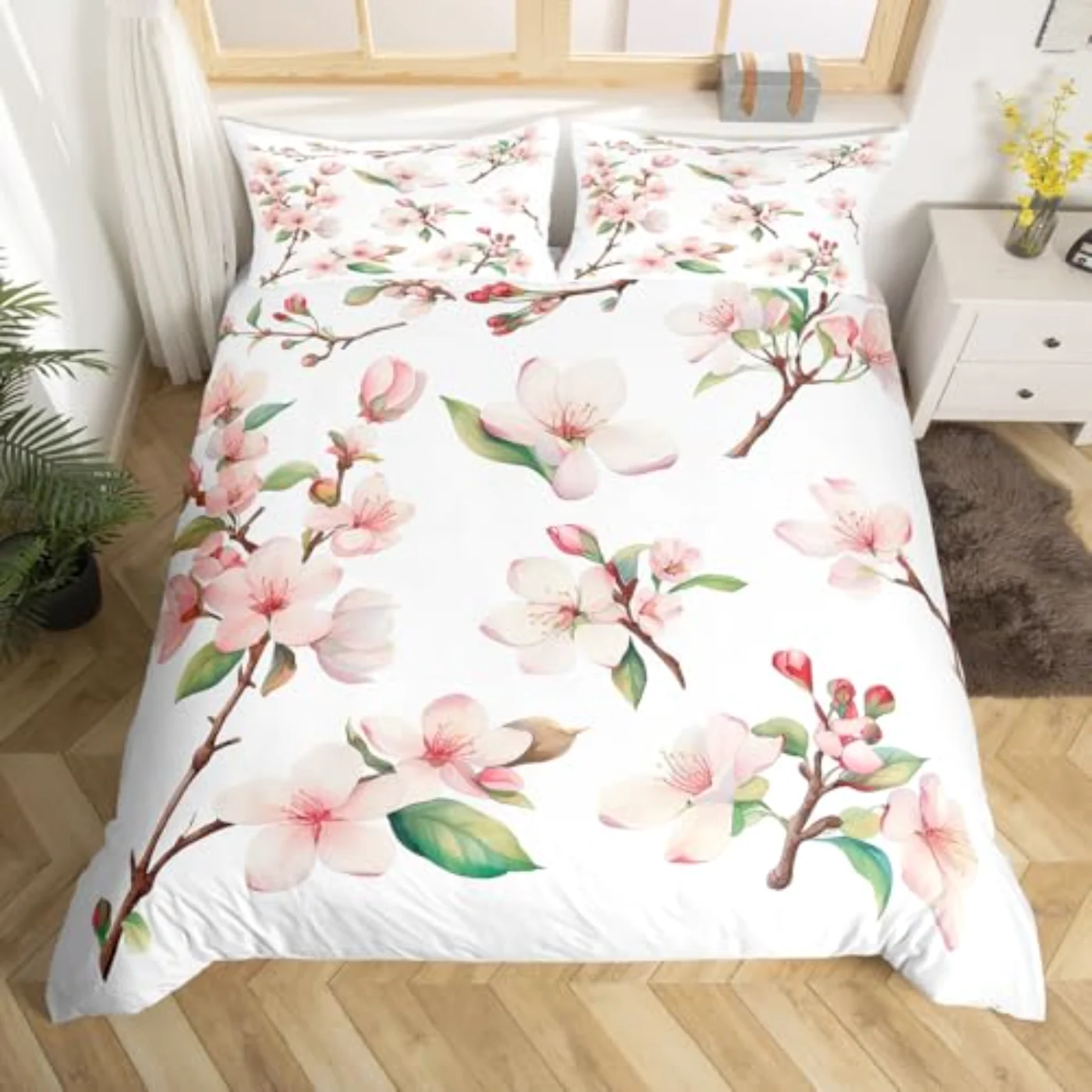 Kids Cherry Blossoms Branches Flowers Duvet Cover, Twin
