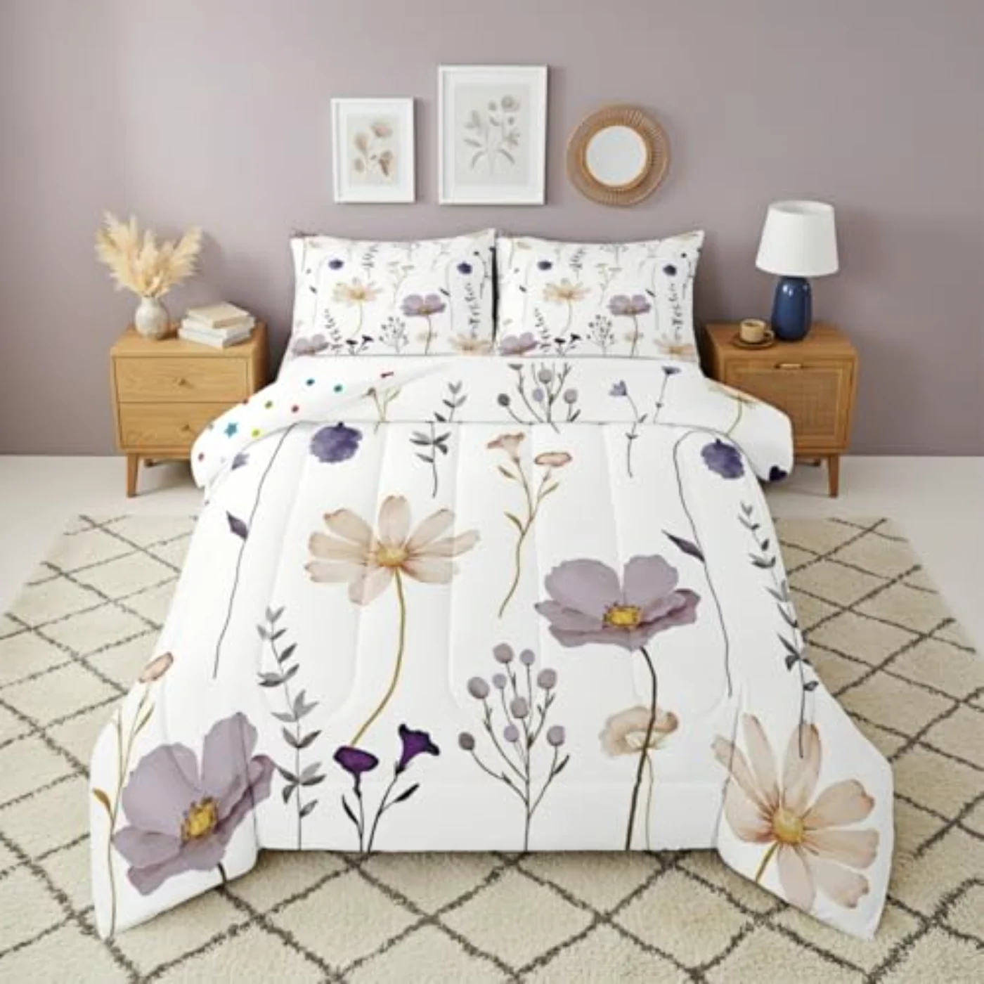 Watercolor Flower Comforter Set, King