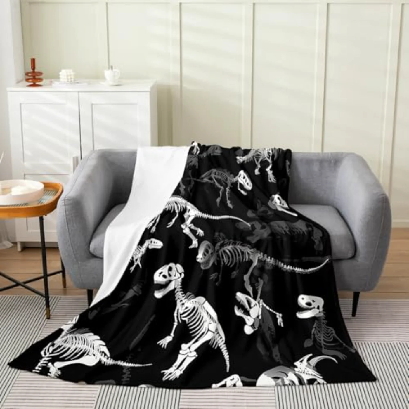 Dinosaur Skeleton Blanket X90 Throw, Queen