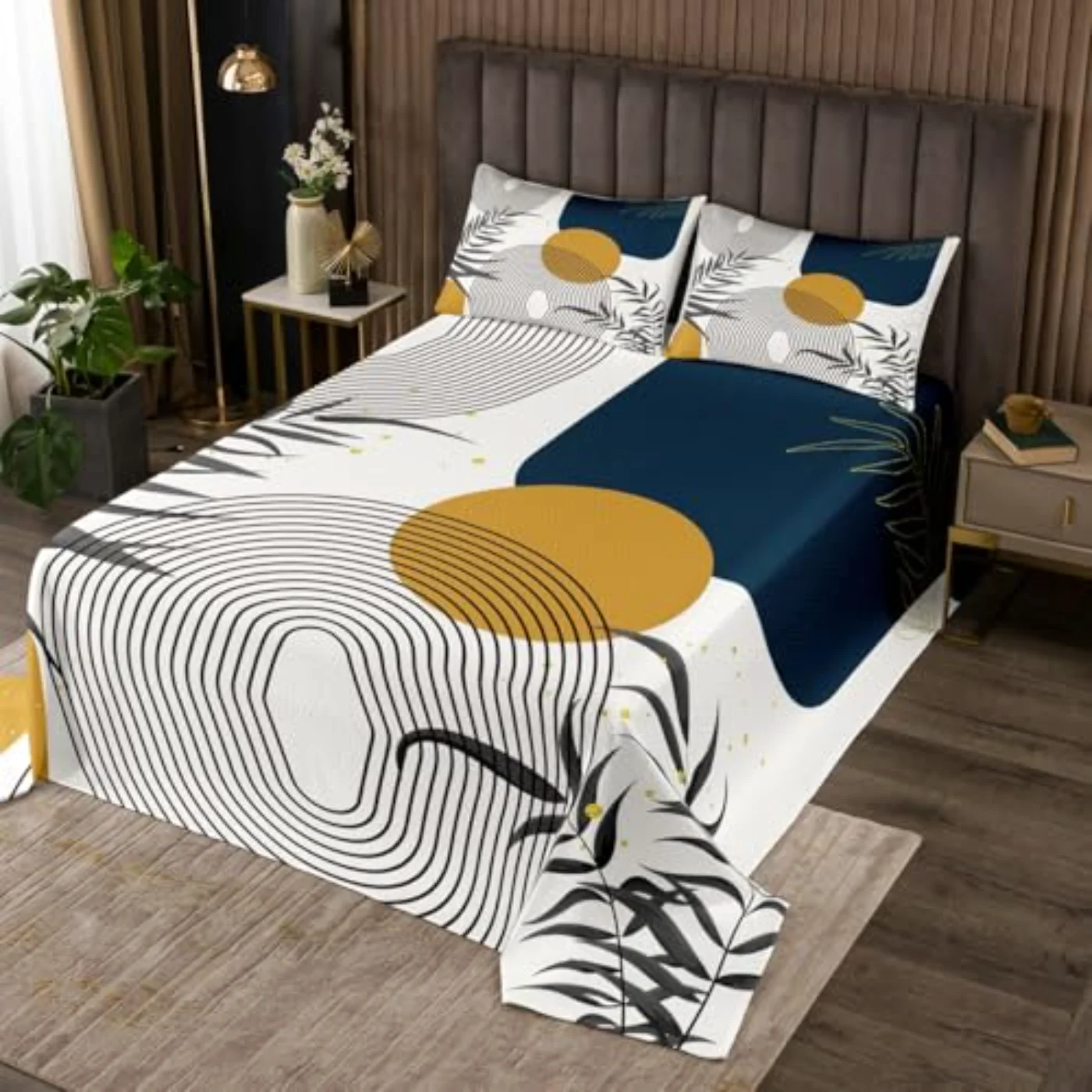 Boho Mid Century Bedspread Quilt, Queen