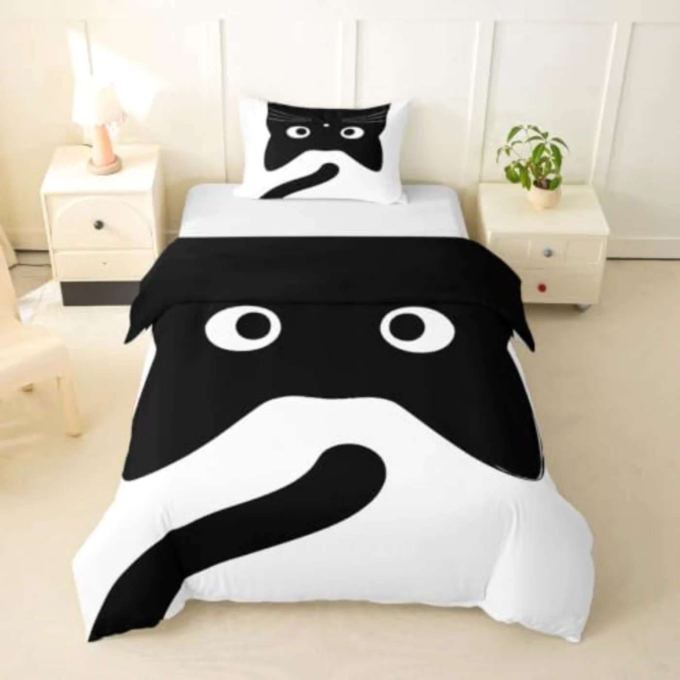Black Cat Kids Teens Boys Duvet Cover, Twin