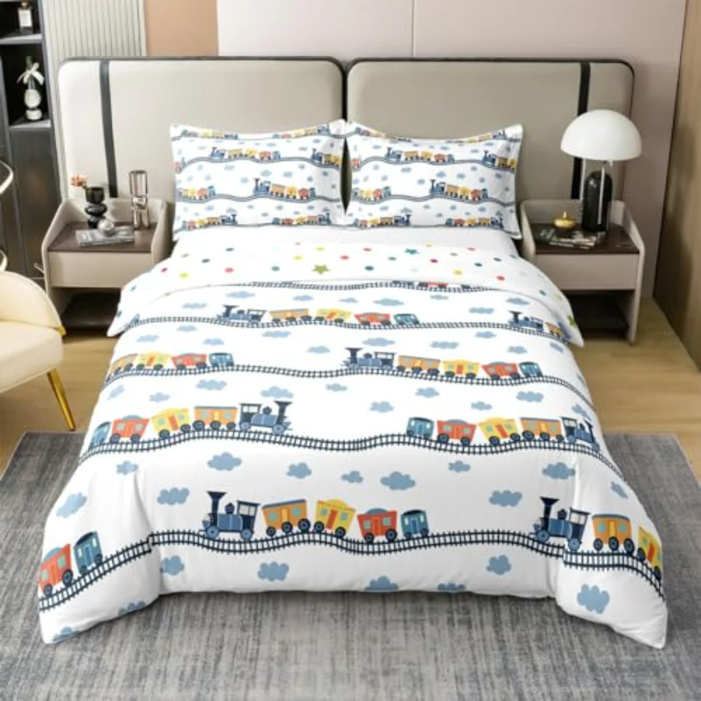 Cotton Kids Train Boys Girls Duvet Cover, Full