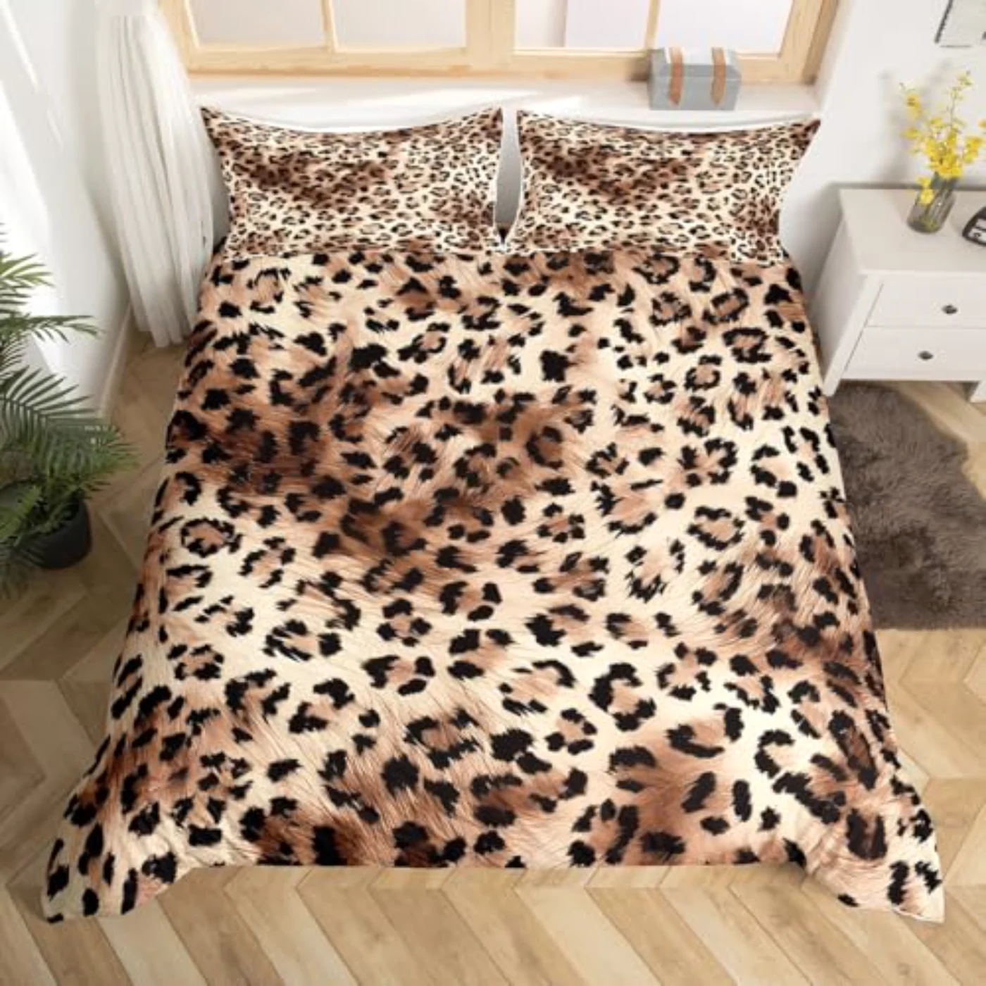 Leopard Print Cheetah Kids Girls Duvet Cover, King
